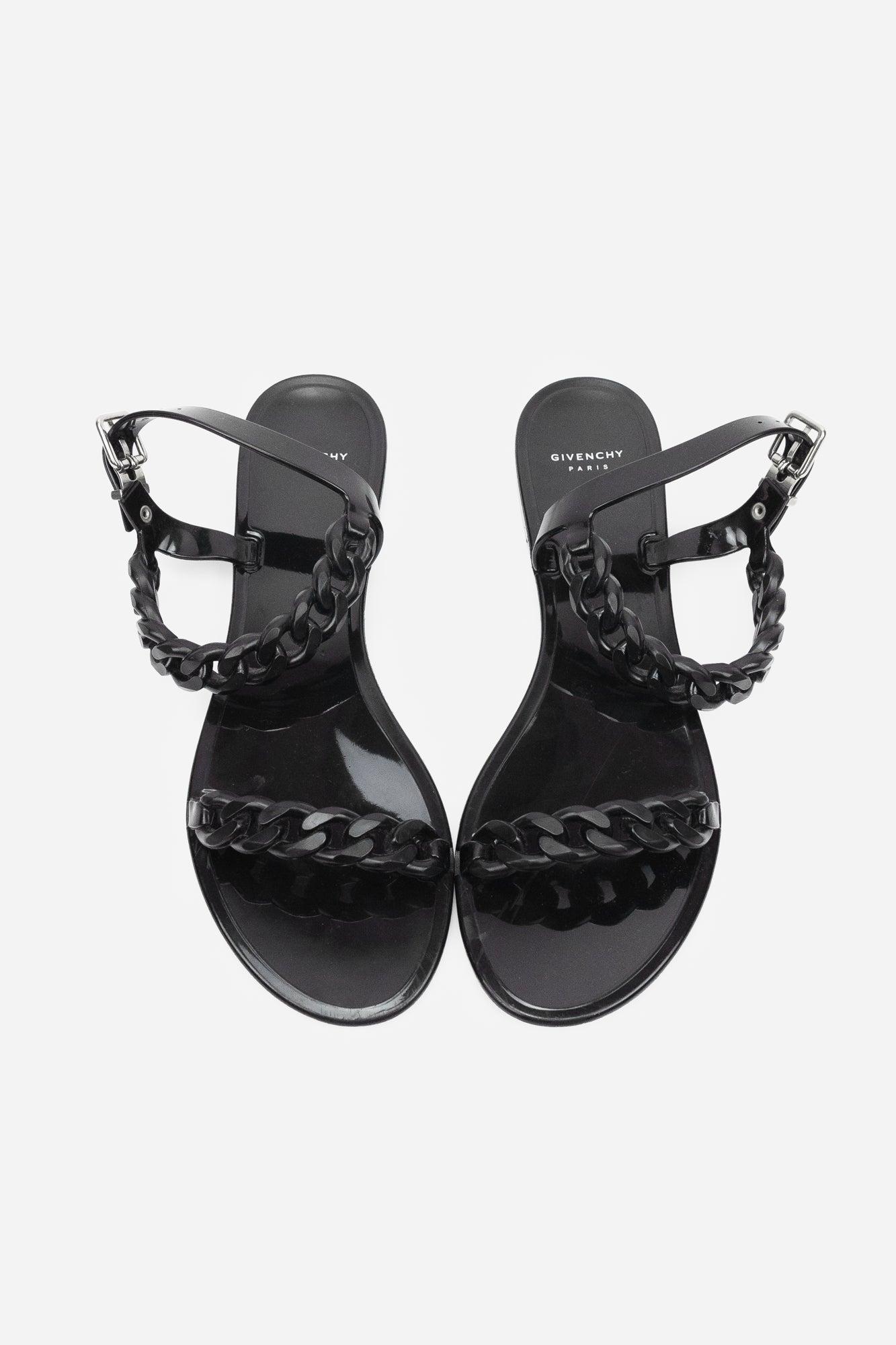 Black Rubber Chain Sandals