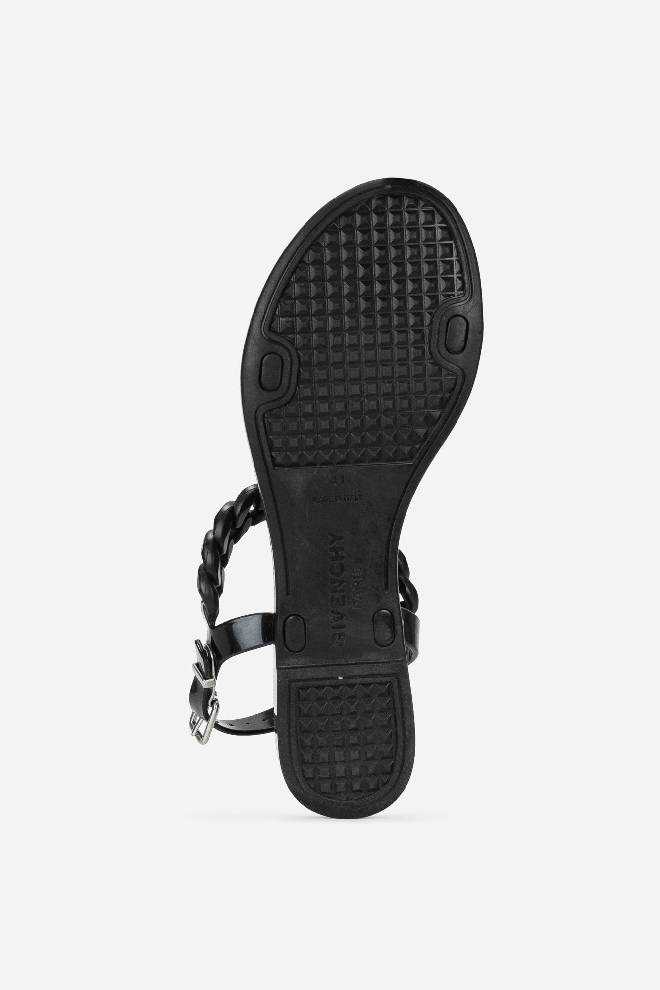 Black Rubber Chain Sandals