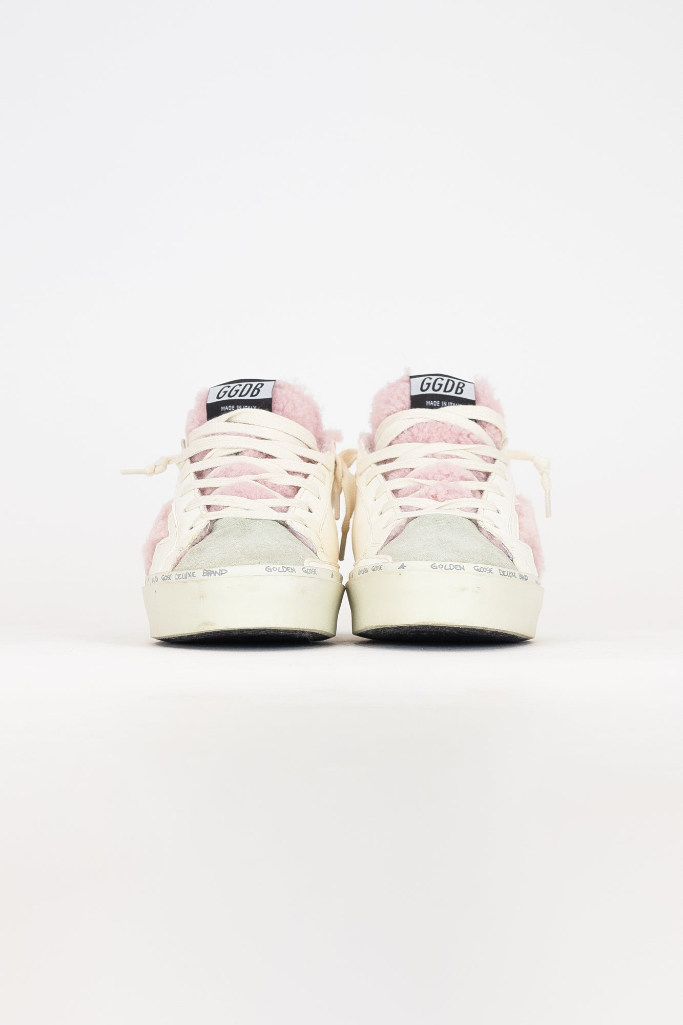 White And Pink Sherpa Sneakers