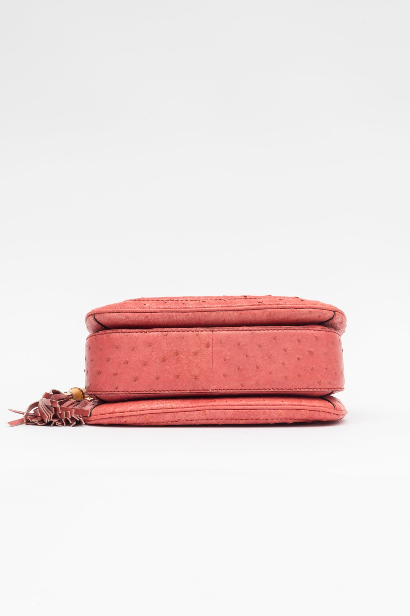 1947 Orange-y Pink Ostrich/Bamboo Top Handle Bag