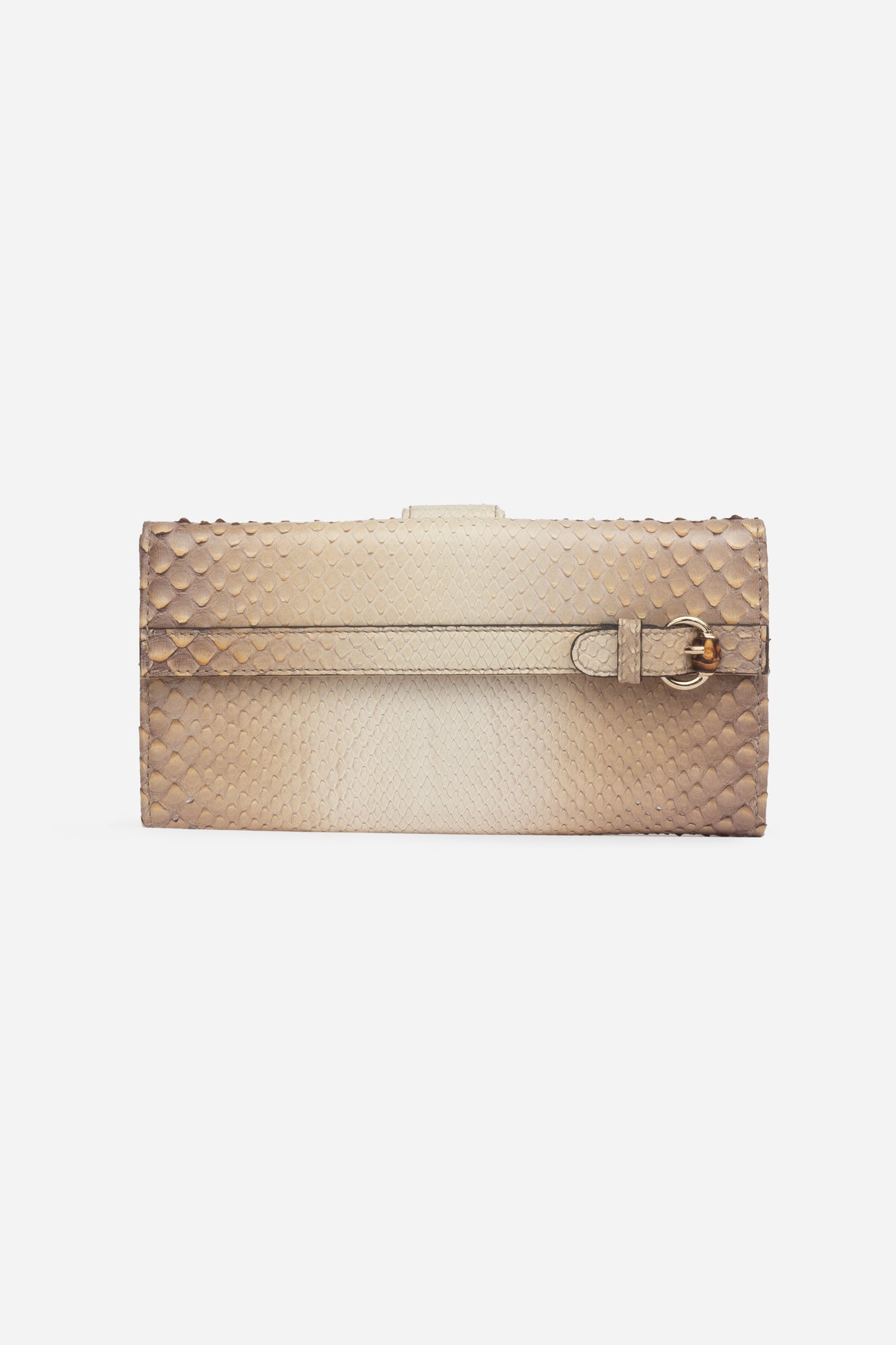 Beige Snake Skin Buckle Wallet