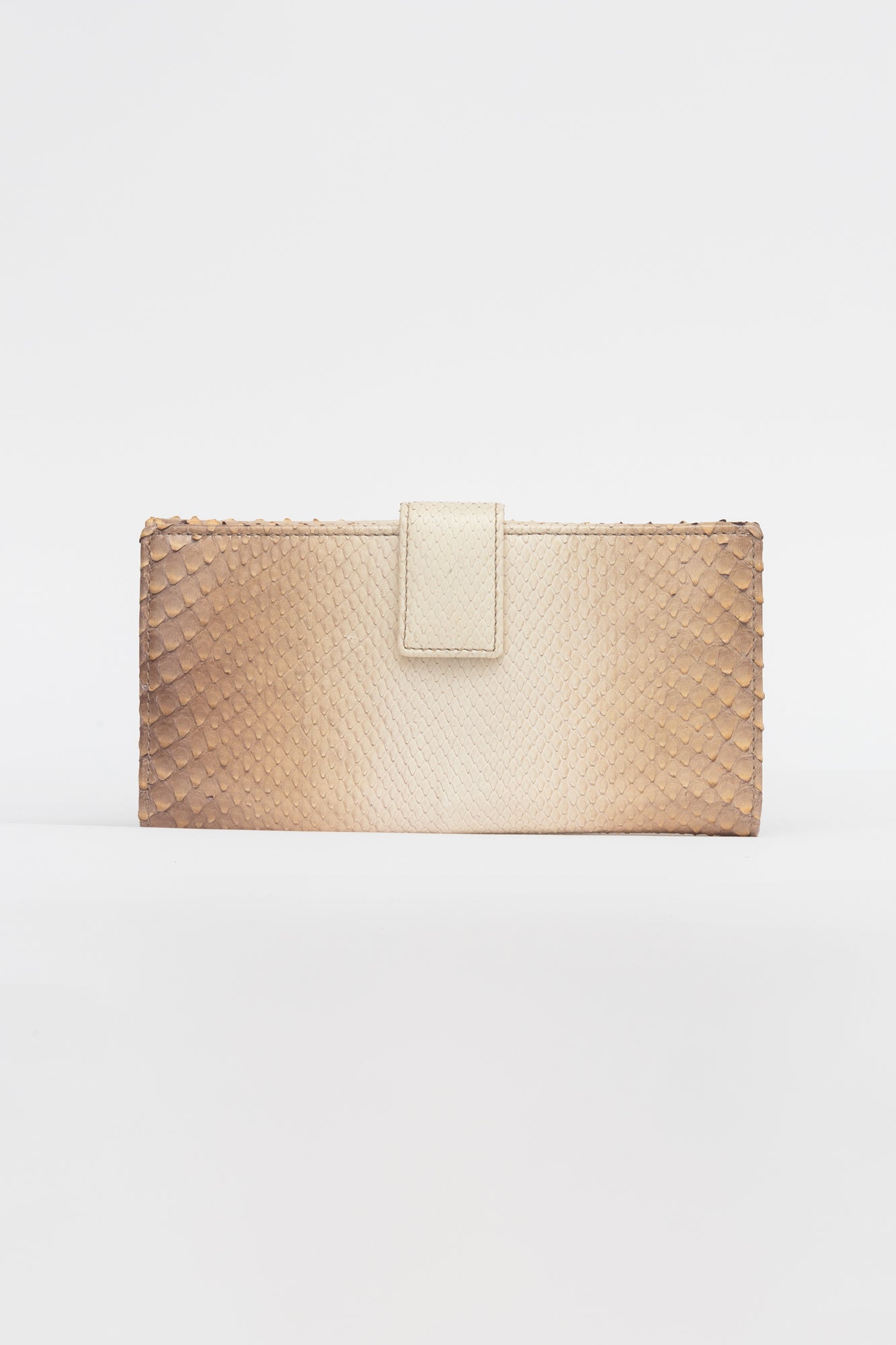 Beige Snake Skin Buckle Wallet