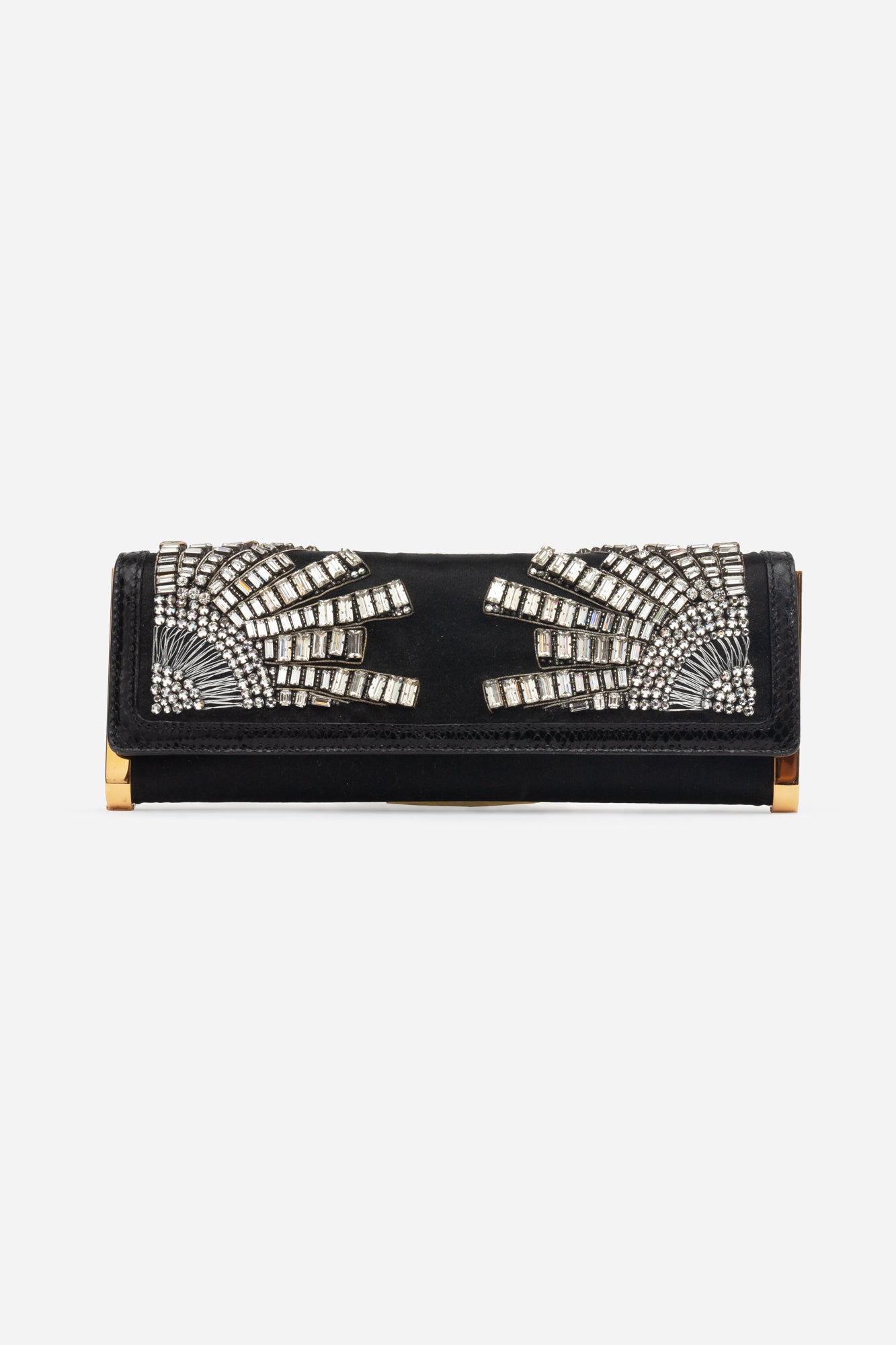 Black Rhinestones Bedazzled Clutch