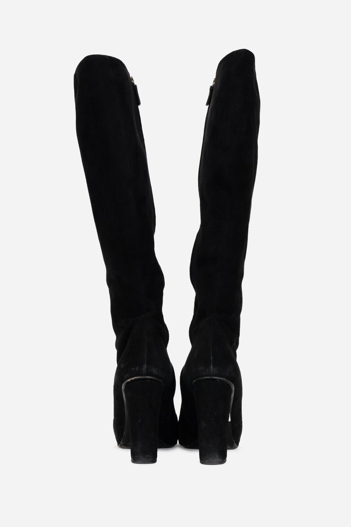 Black Suede Knee High with Horse-Bit & Tongue