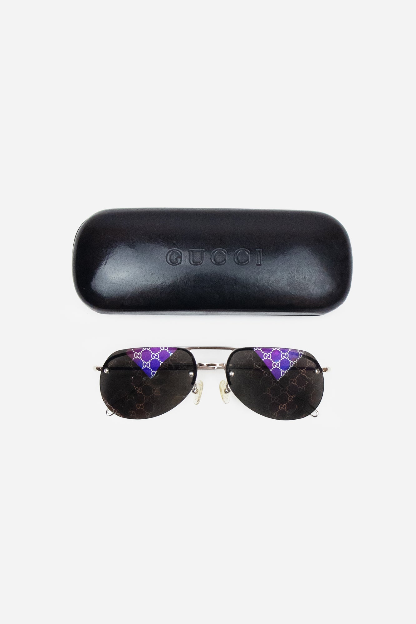 Blue GG Monogram Aviator Sunglasses