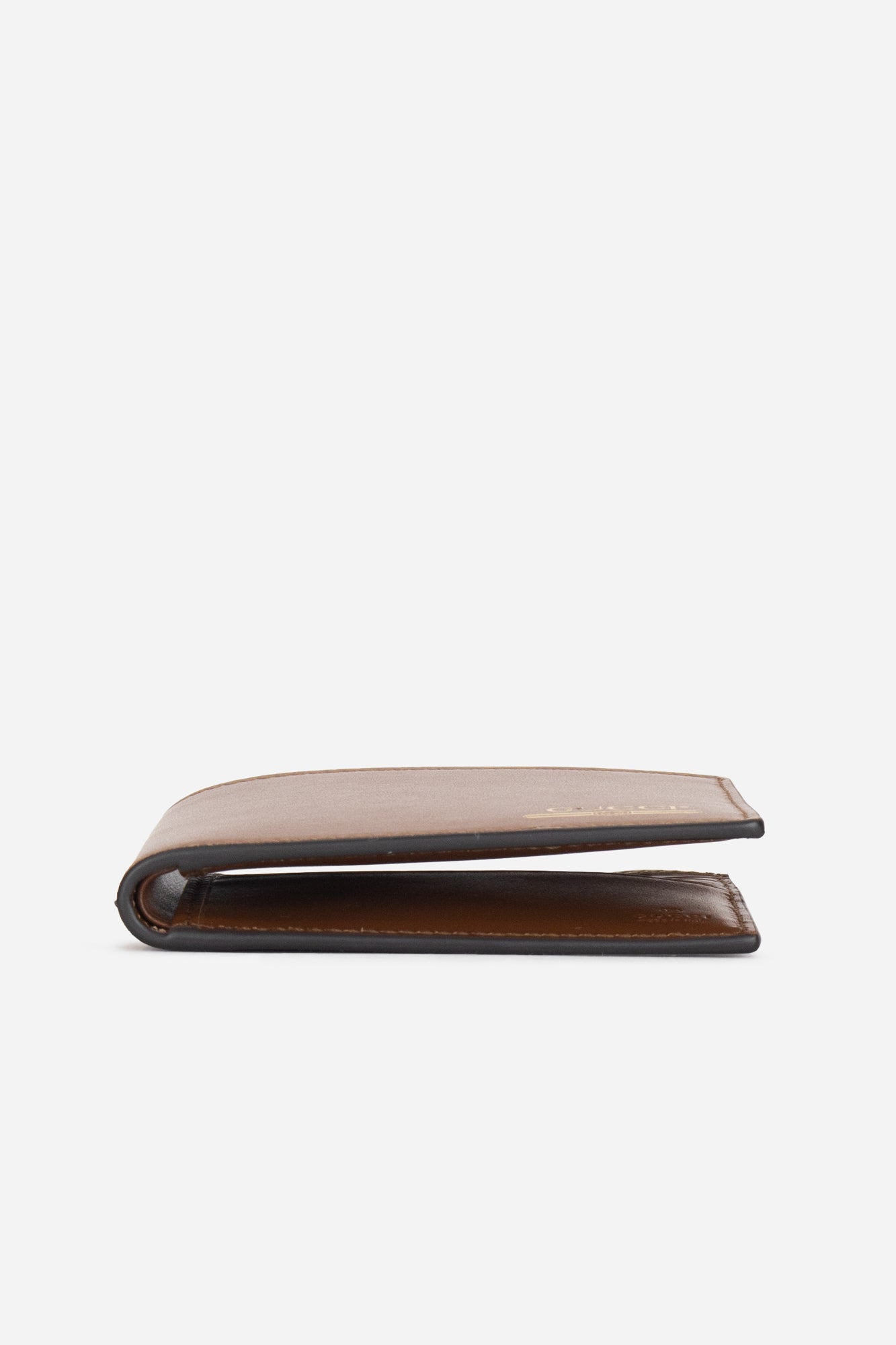 Brown Leather Logo Bi-Fold Wallet