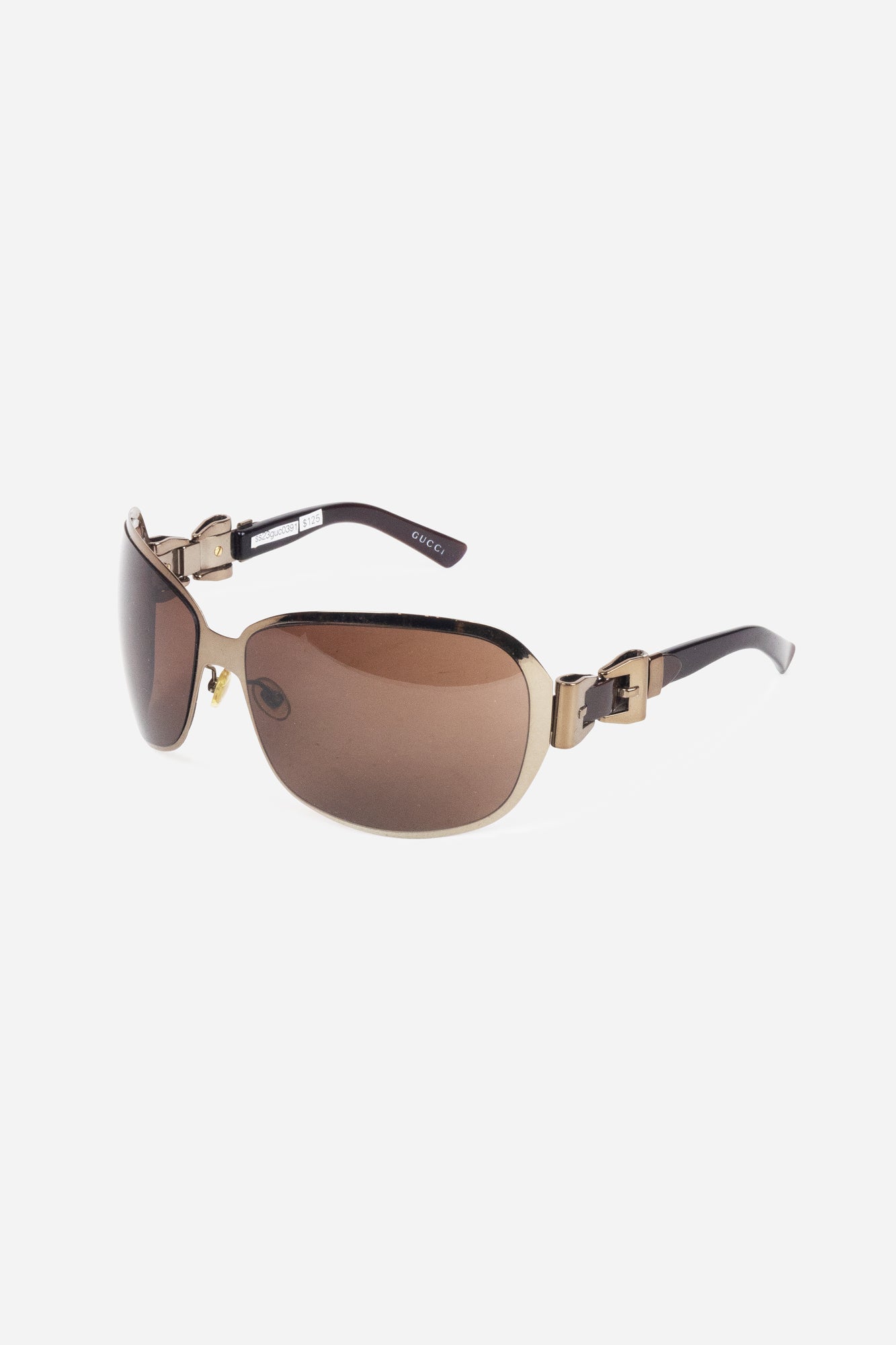 Brown Wire Shield Sunglasses
