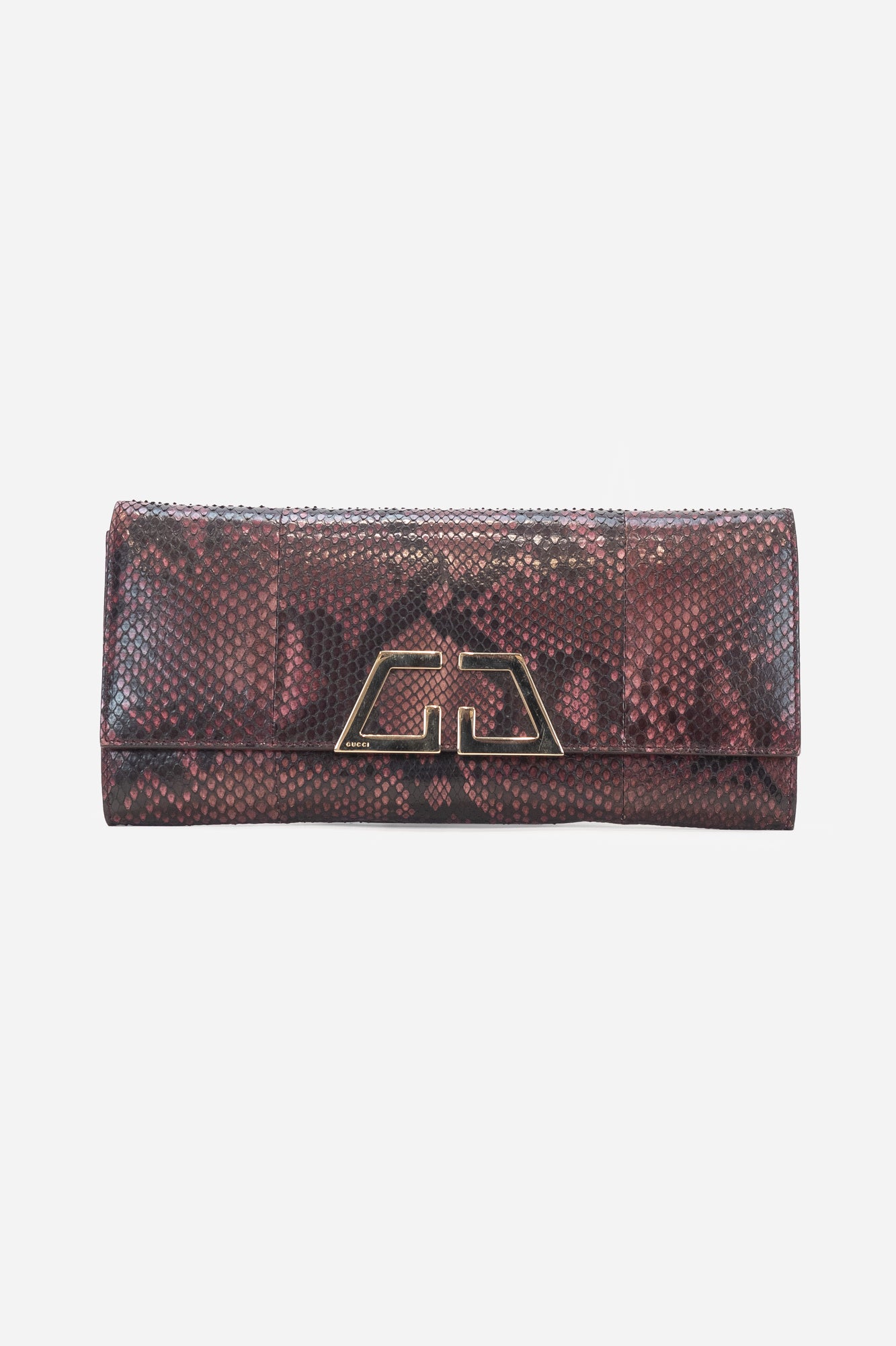 Burgundy G Night Python Clutch