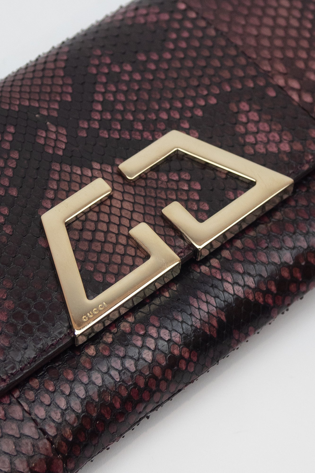 Burgundy G Night Python Clutch