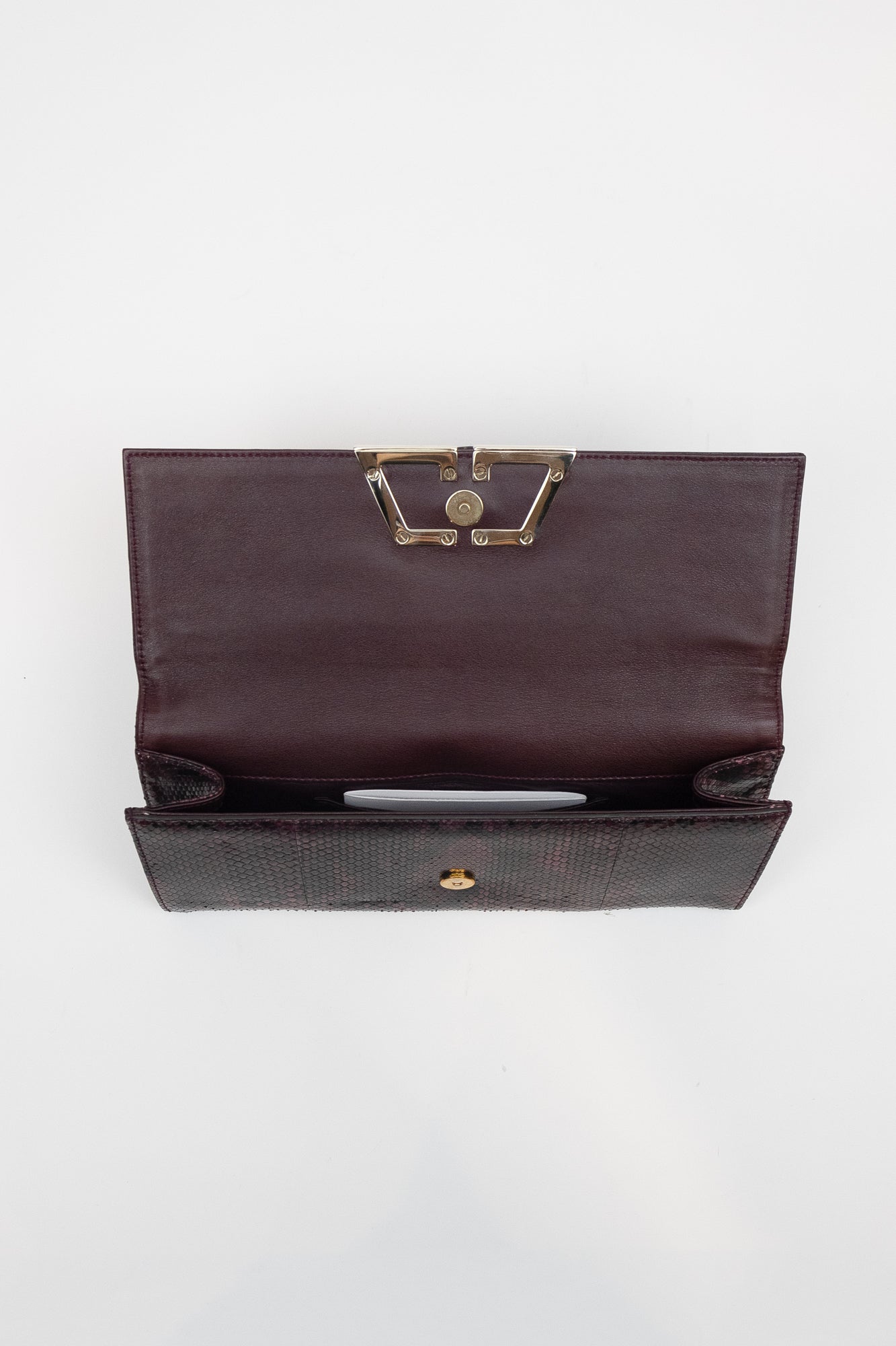 Burgundy G Night Python Clutch