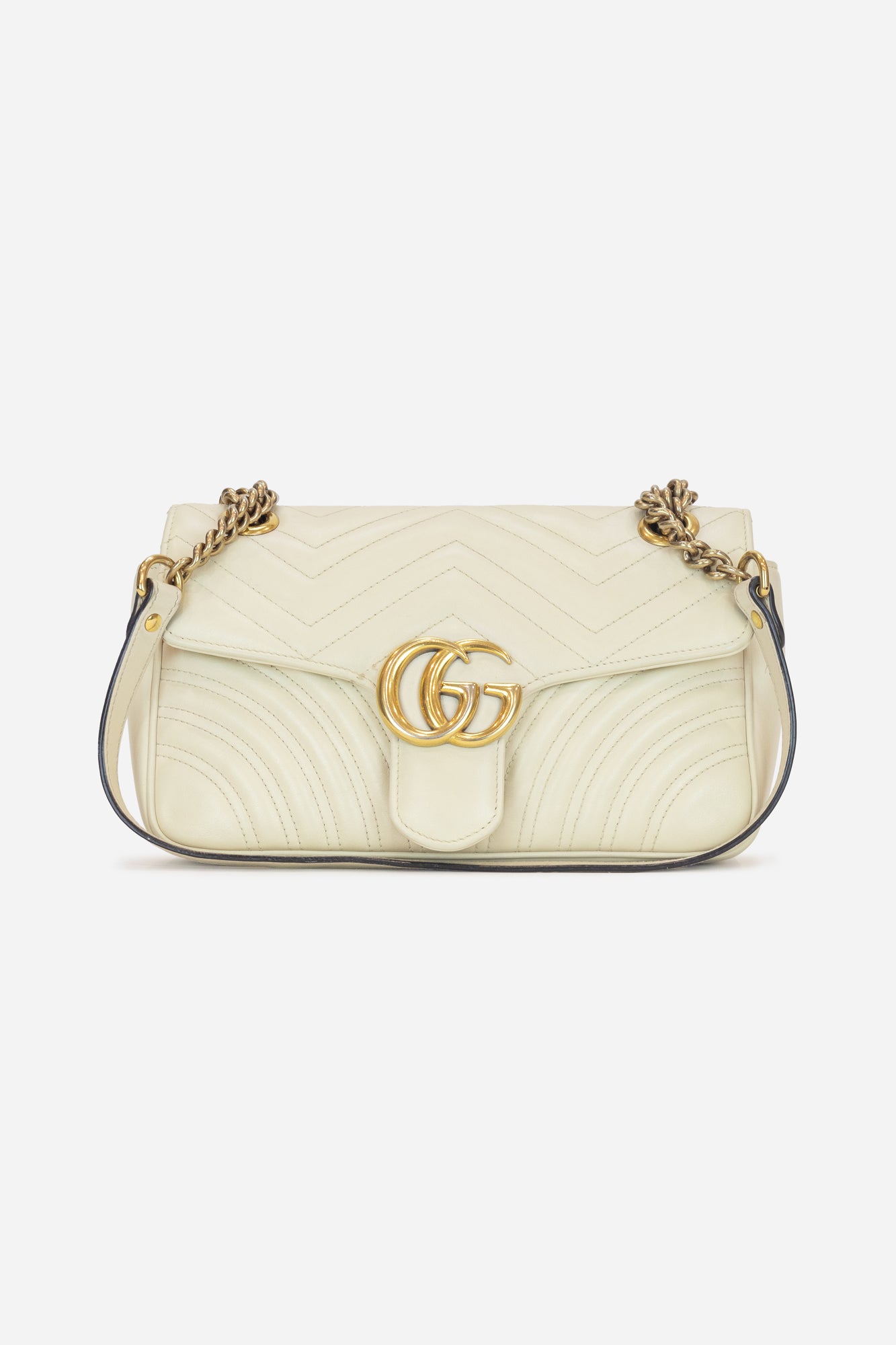 Cream GG Marmont Small Shoulder Bag