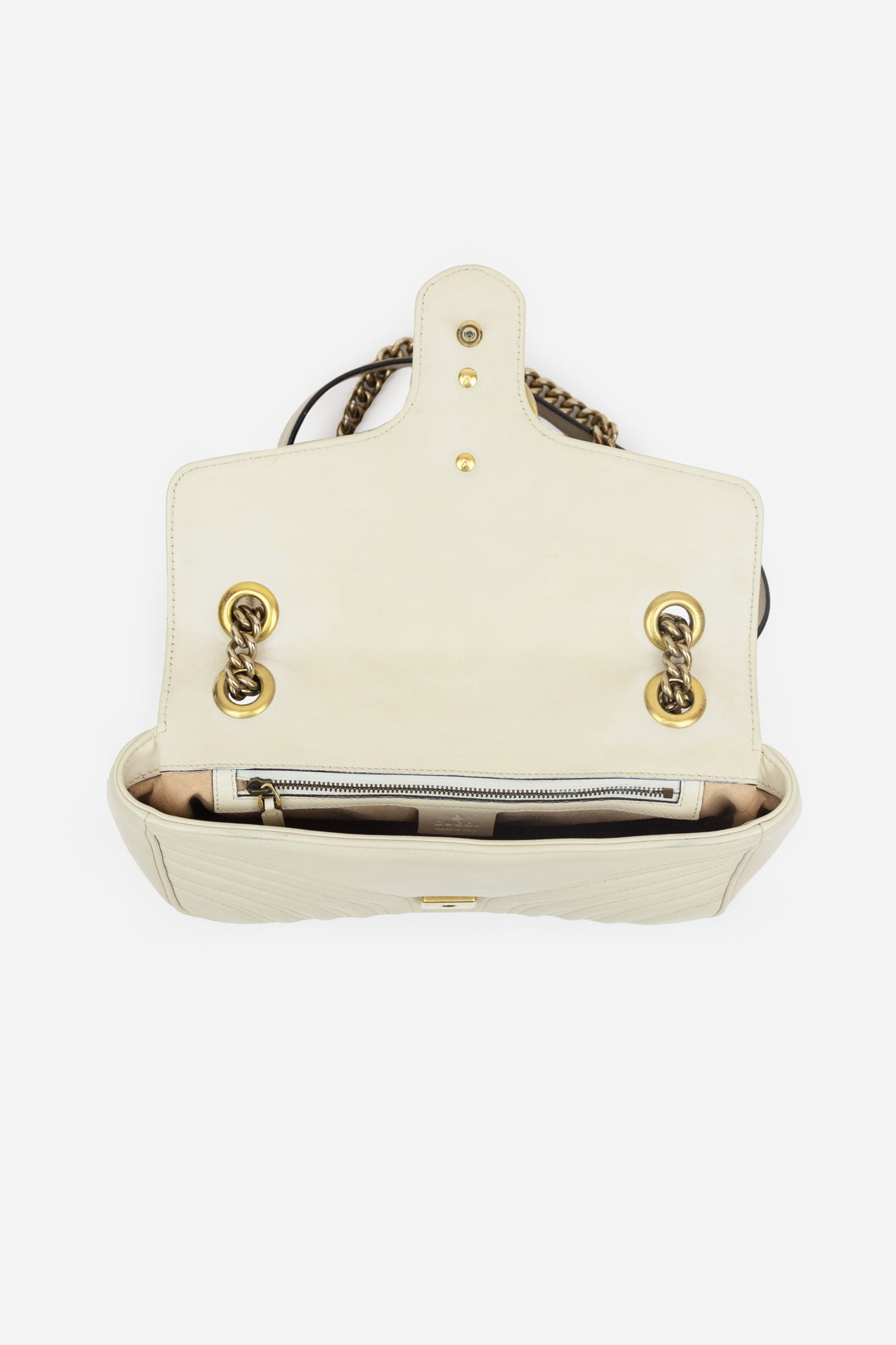 Cream GG Marmont Small Shoulder Bag