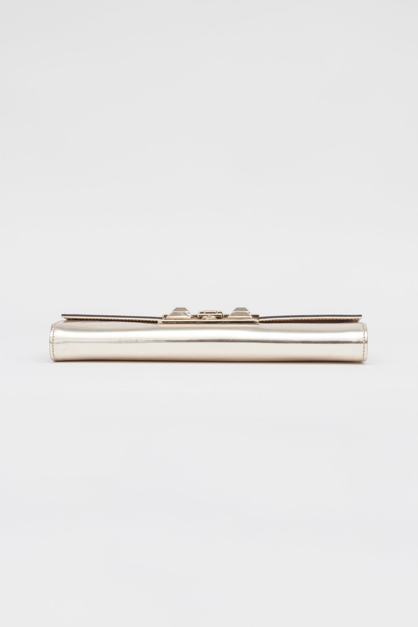 Gold Metallic Patent Buckle Clutch