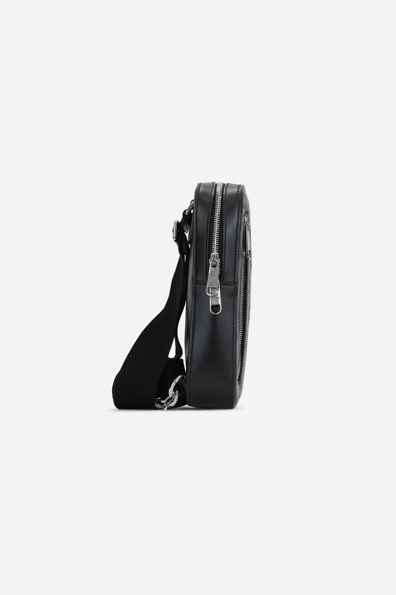 Black Embossed Monogram Cross Body Shoulder Bag