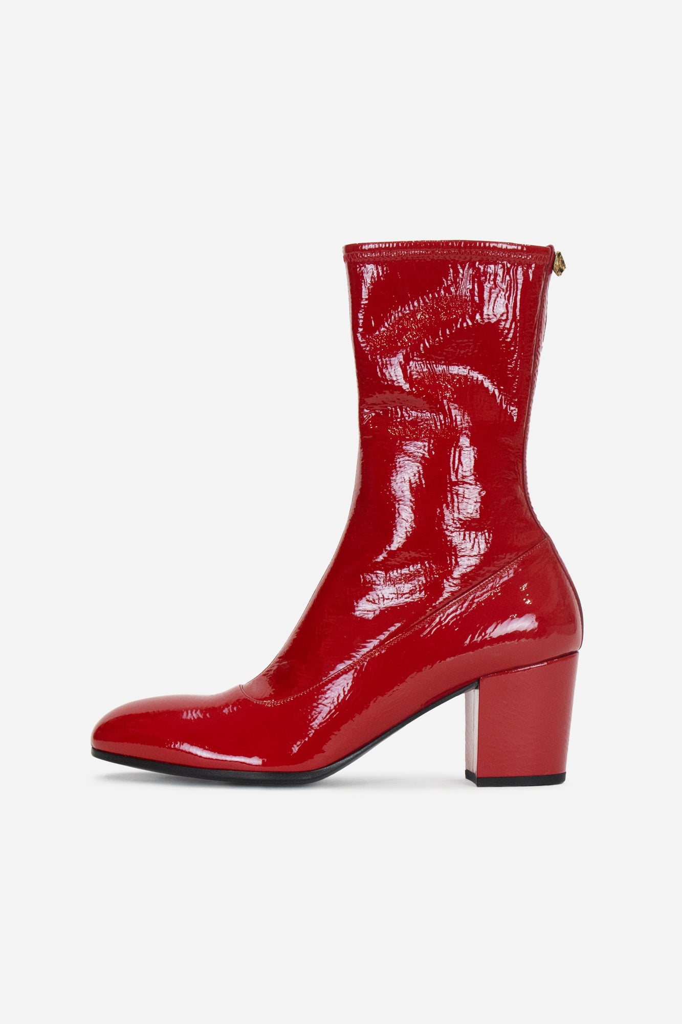 Red Patent Leather Calf Boots