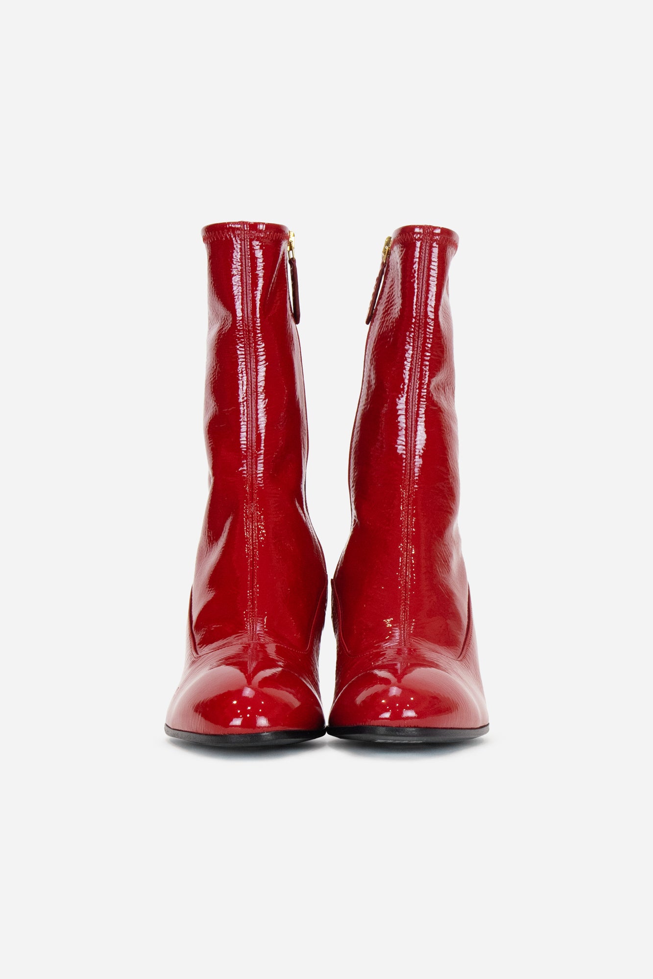 Red Patent Leather Calf Boots