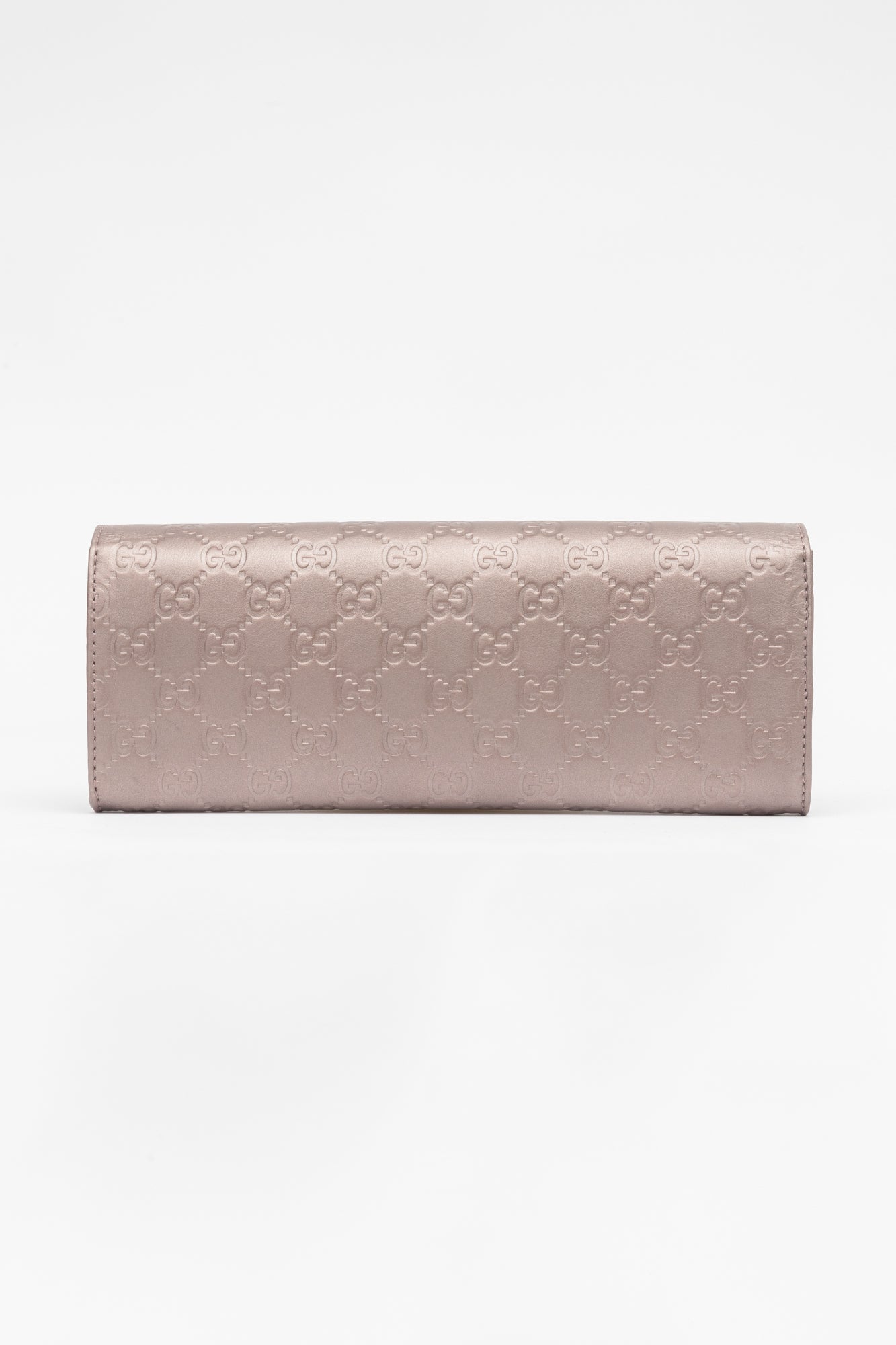 Rose Metallic Monogram Long Clutch