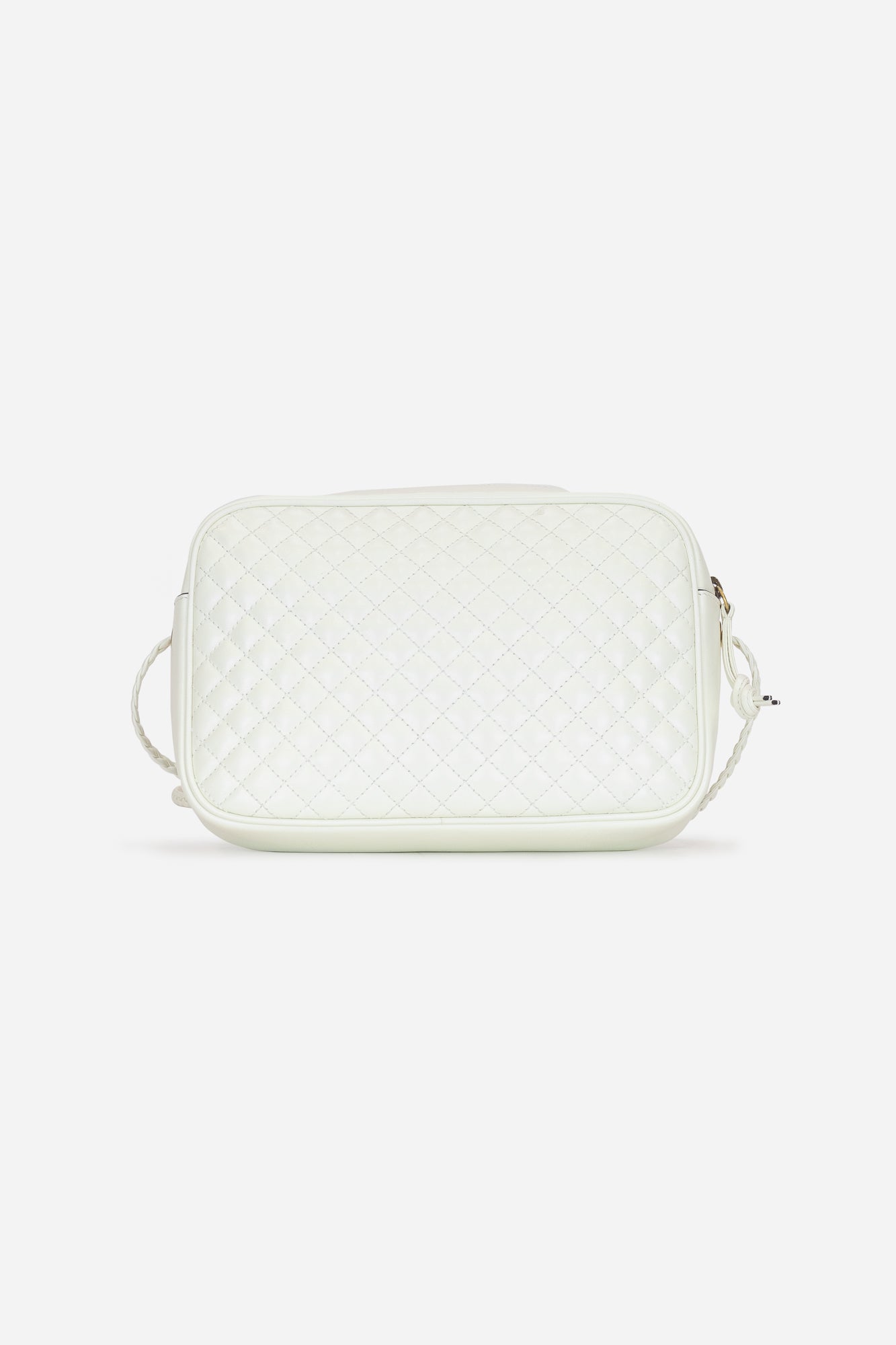 White Leather Green & Red Strip Quilted Crossbody