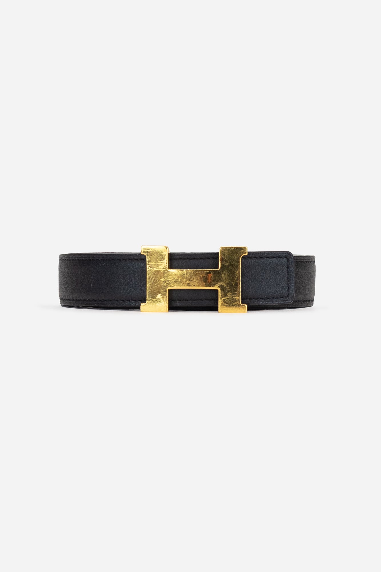 Black & Taupe Reversable Belt Strap With H Buckle