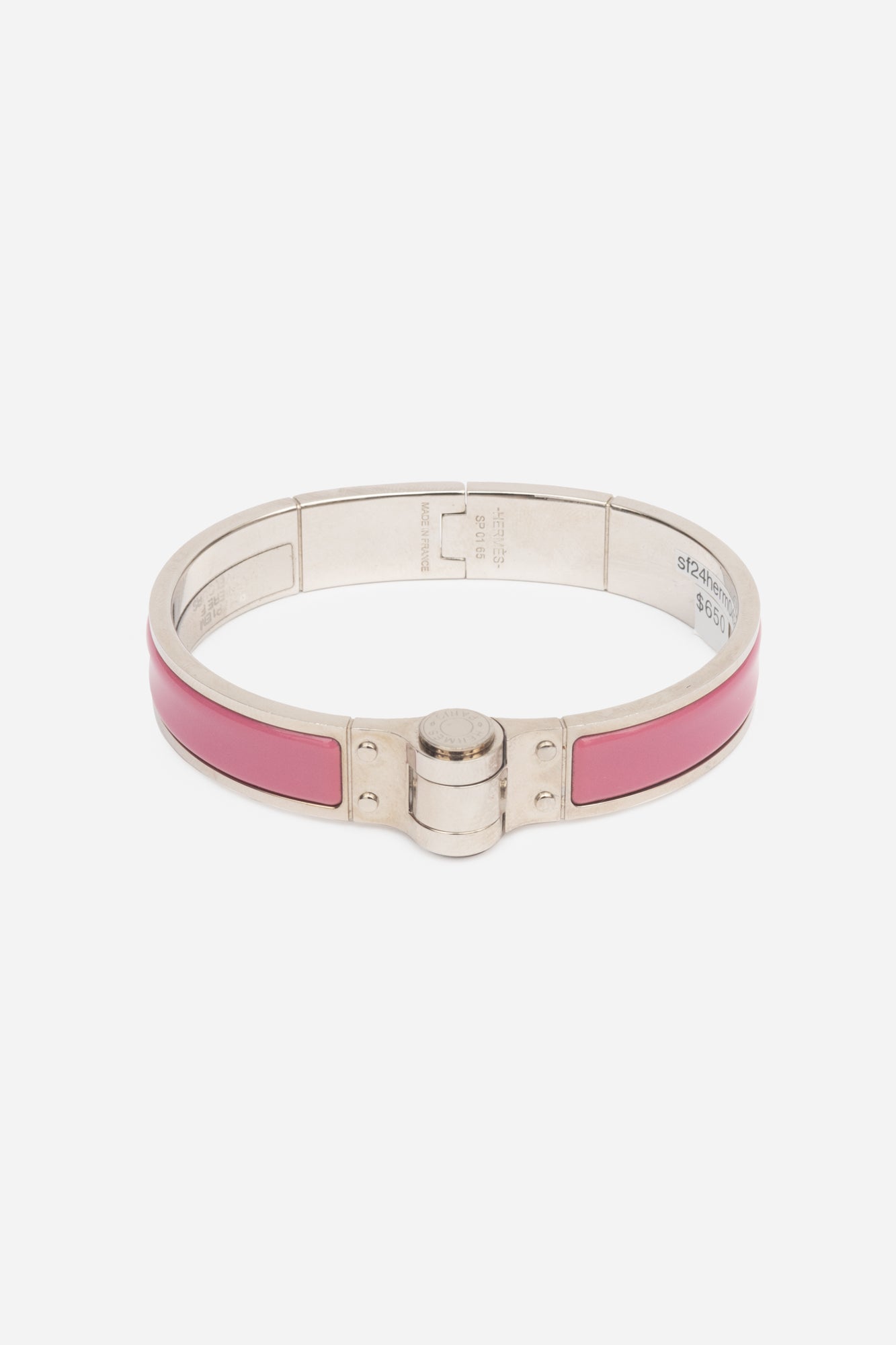 Pink Enamel Charniere Hinged Bracelet