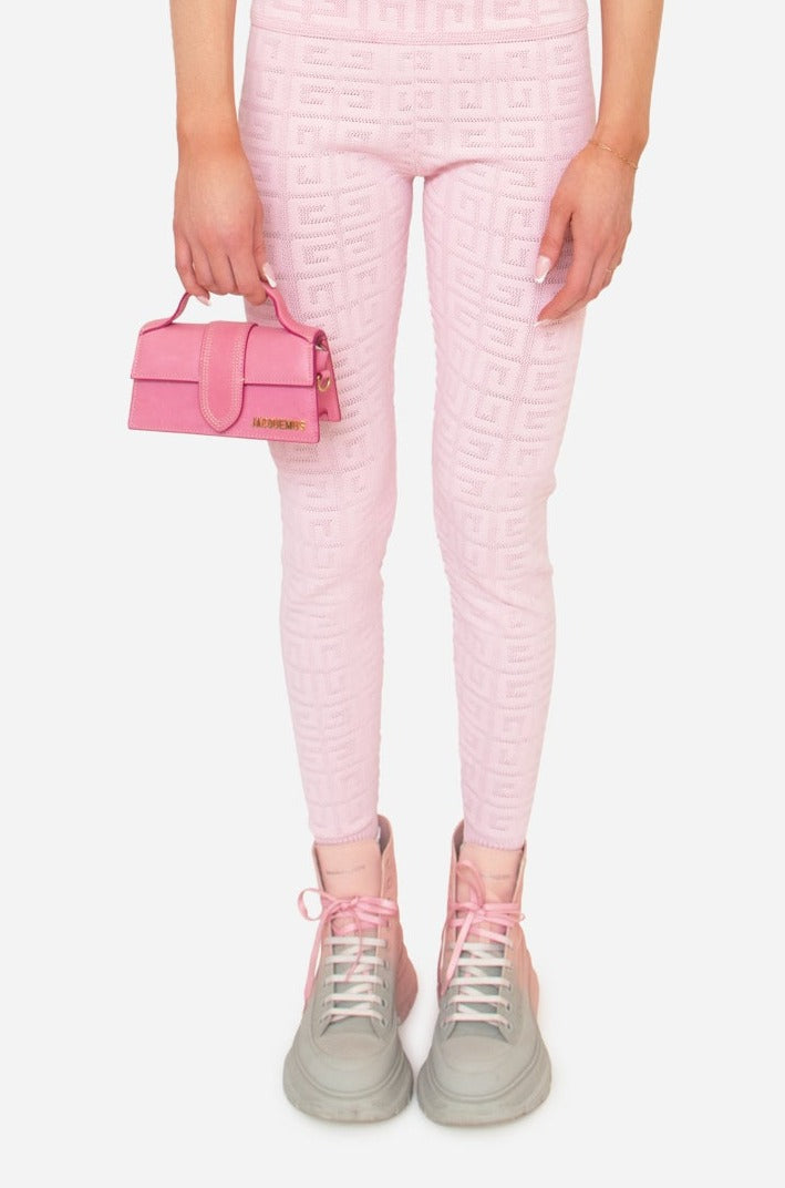Pink 4G Jacquard-Knit Leggings