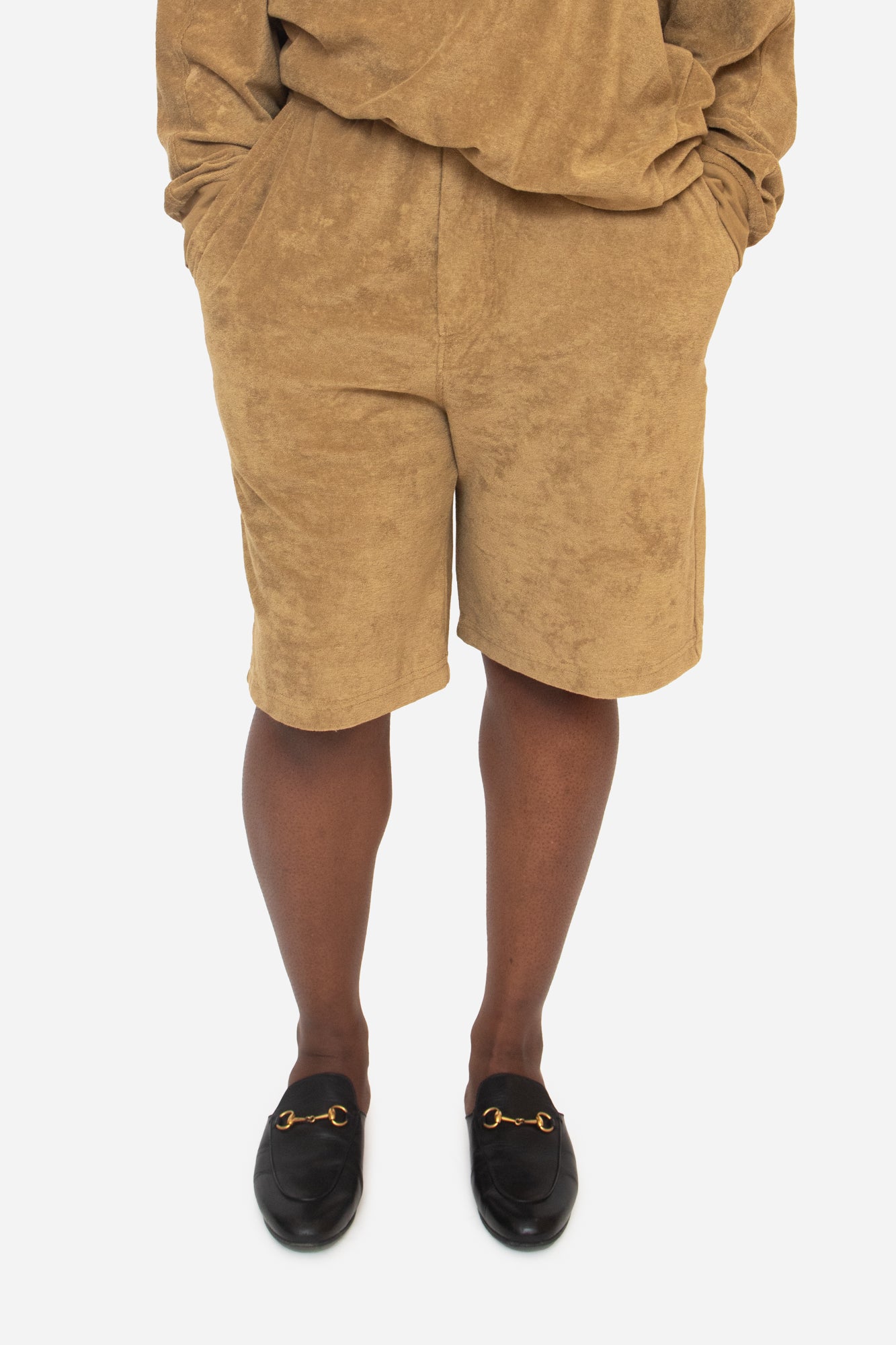 Olive Terry Cloth Pull On Shorts