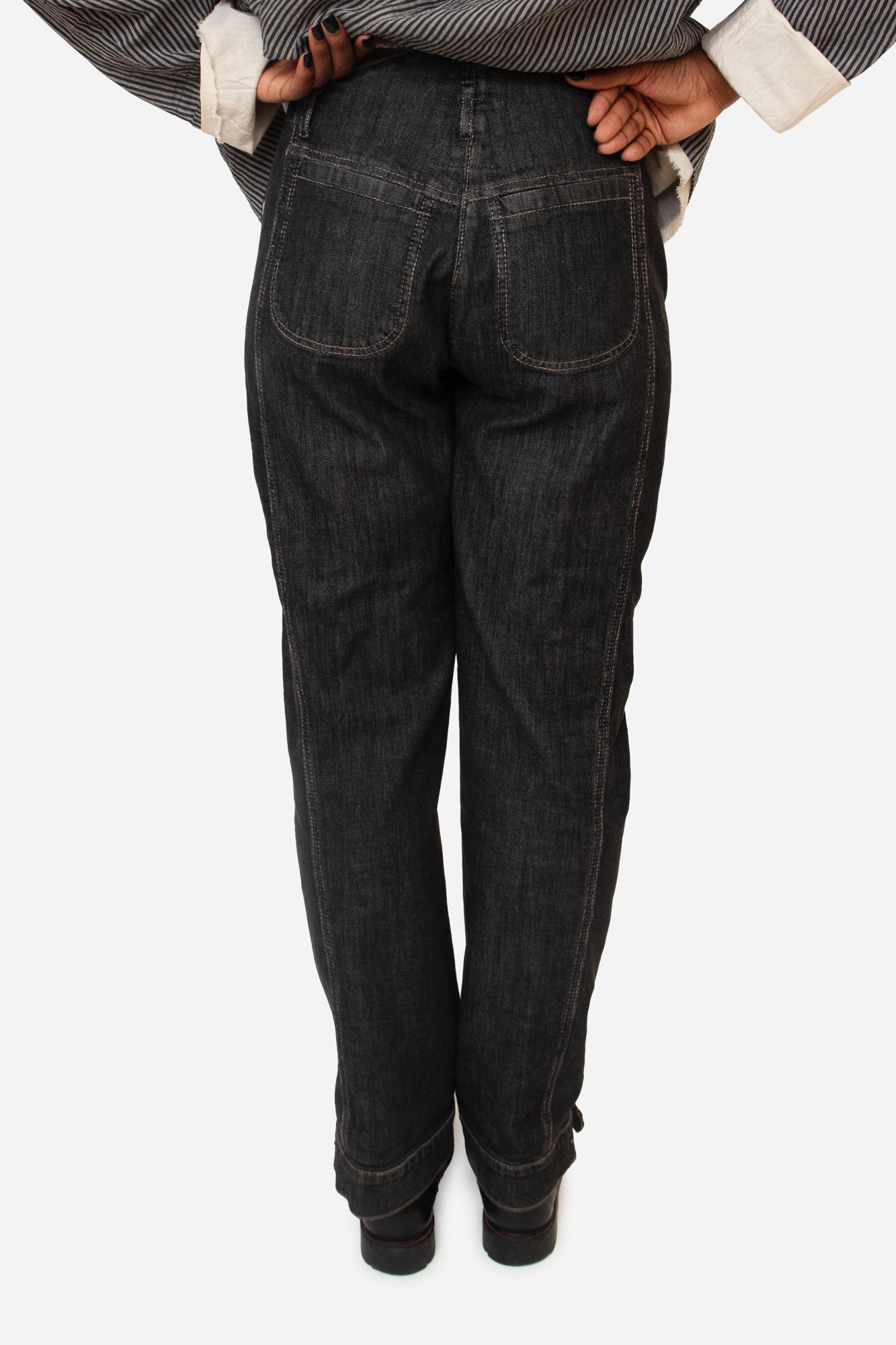 2009 Black Zipper Pocket Denim Jeans