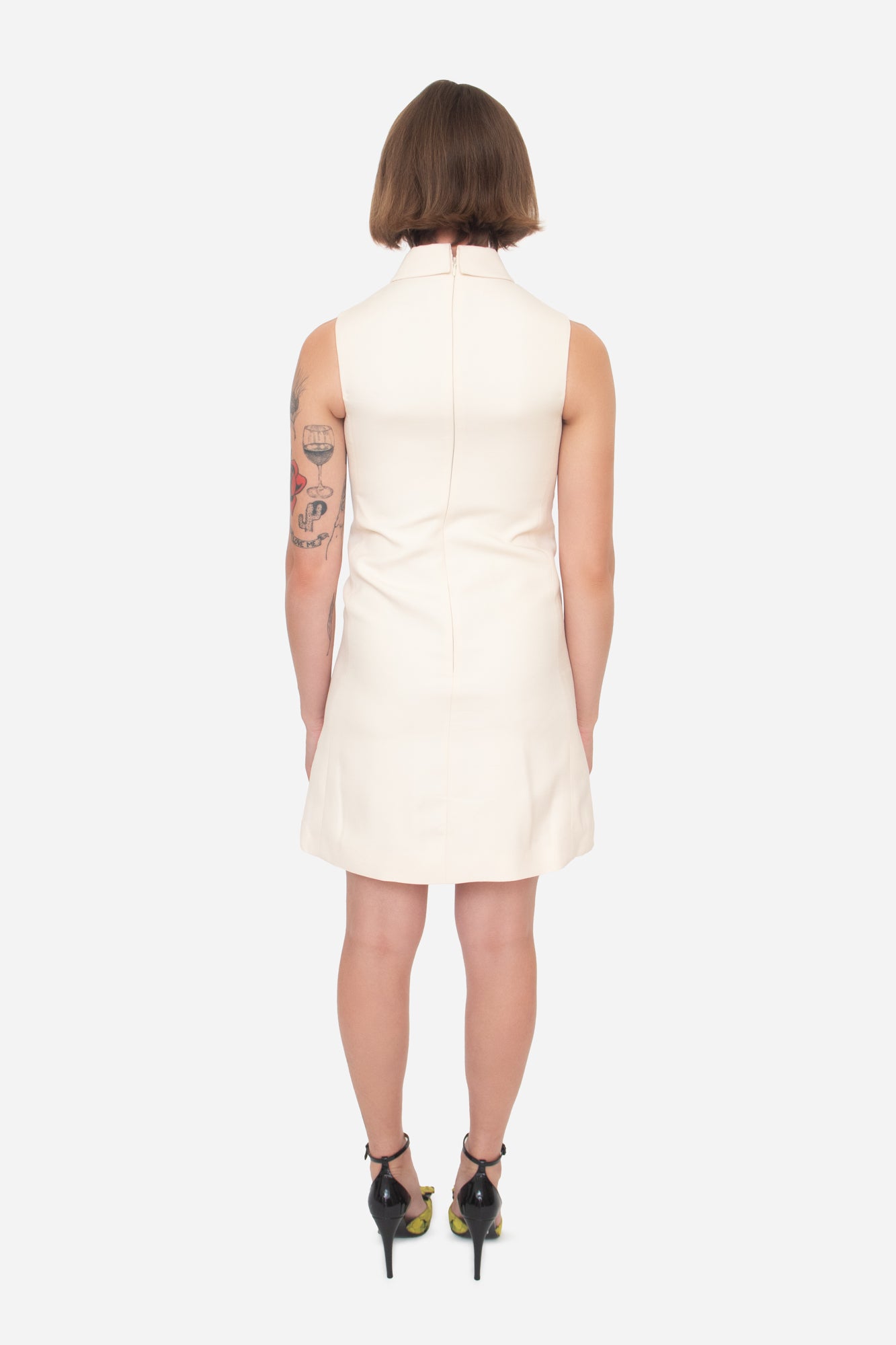 Cream Wool Mid-Length Dress