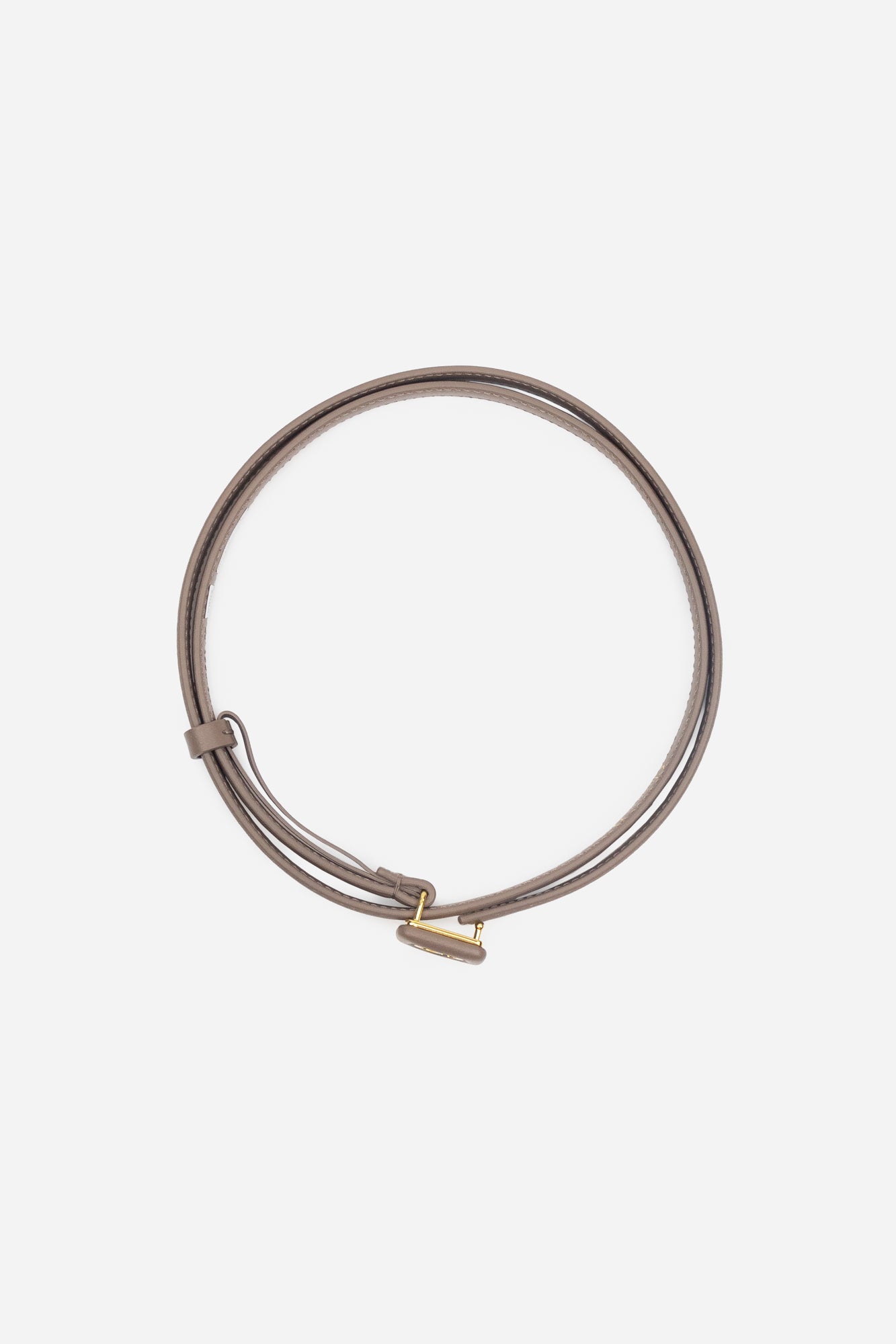 Taupe Logo Belt with Gold Hardware