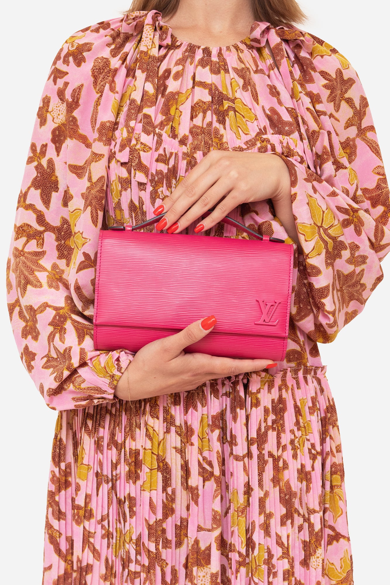 Hot Pink Clery Epi Leather Pochette Bag