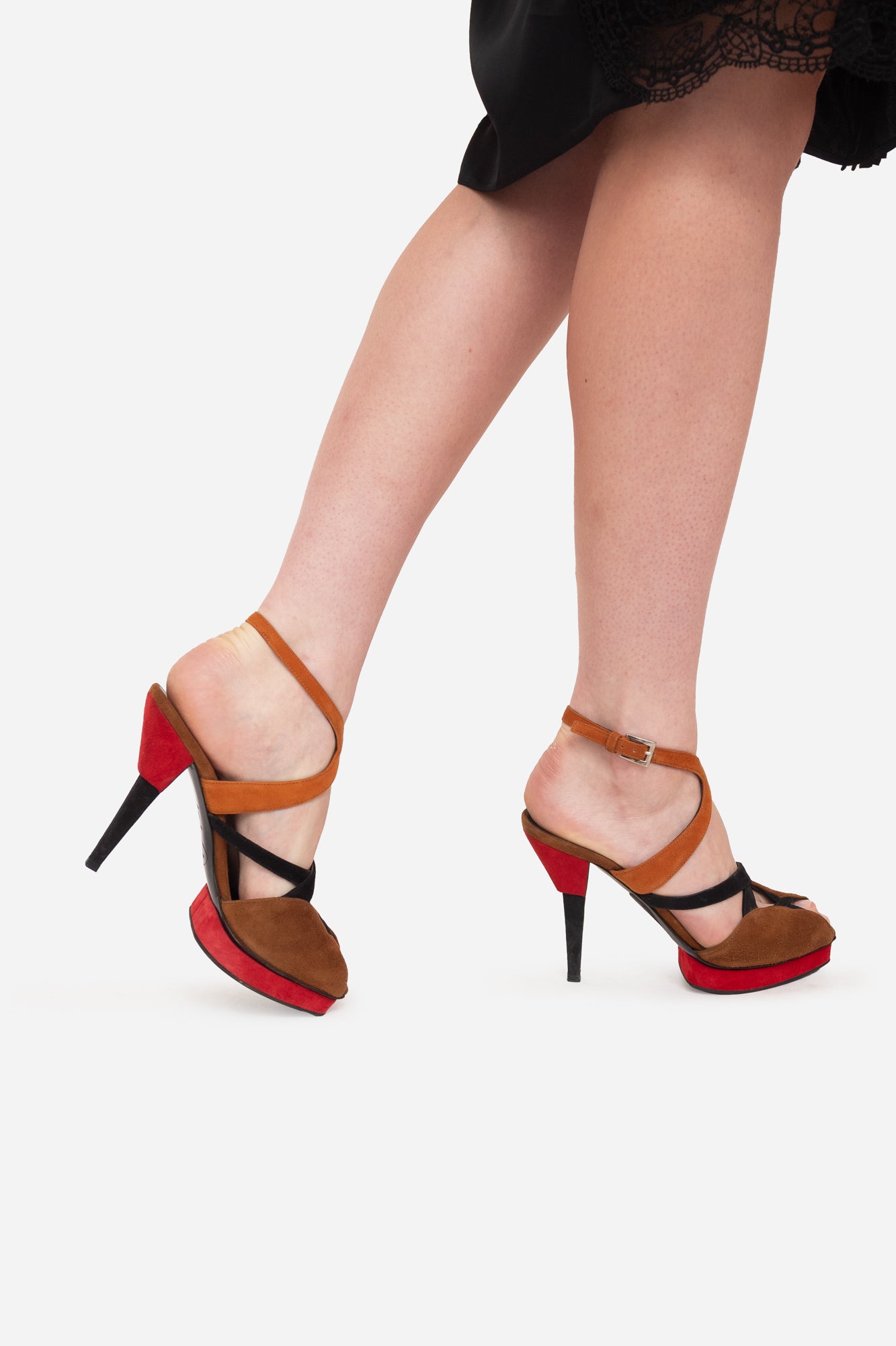 Suede MultiColour Strappy Platfrom Pump