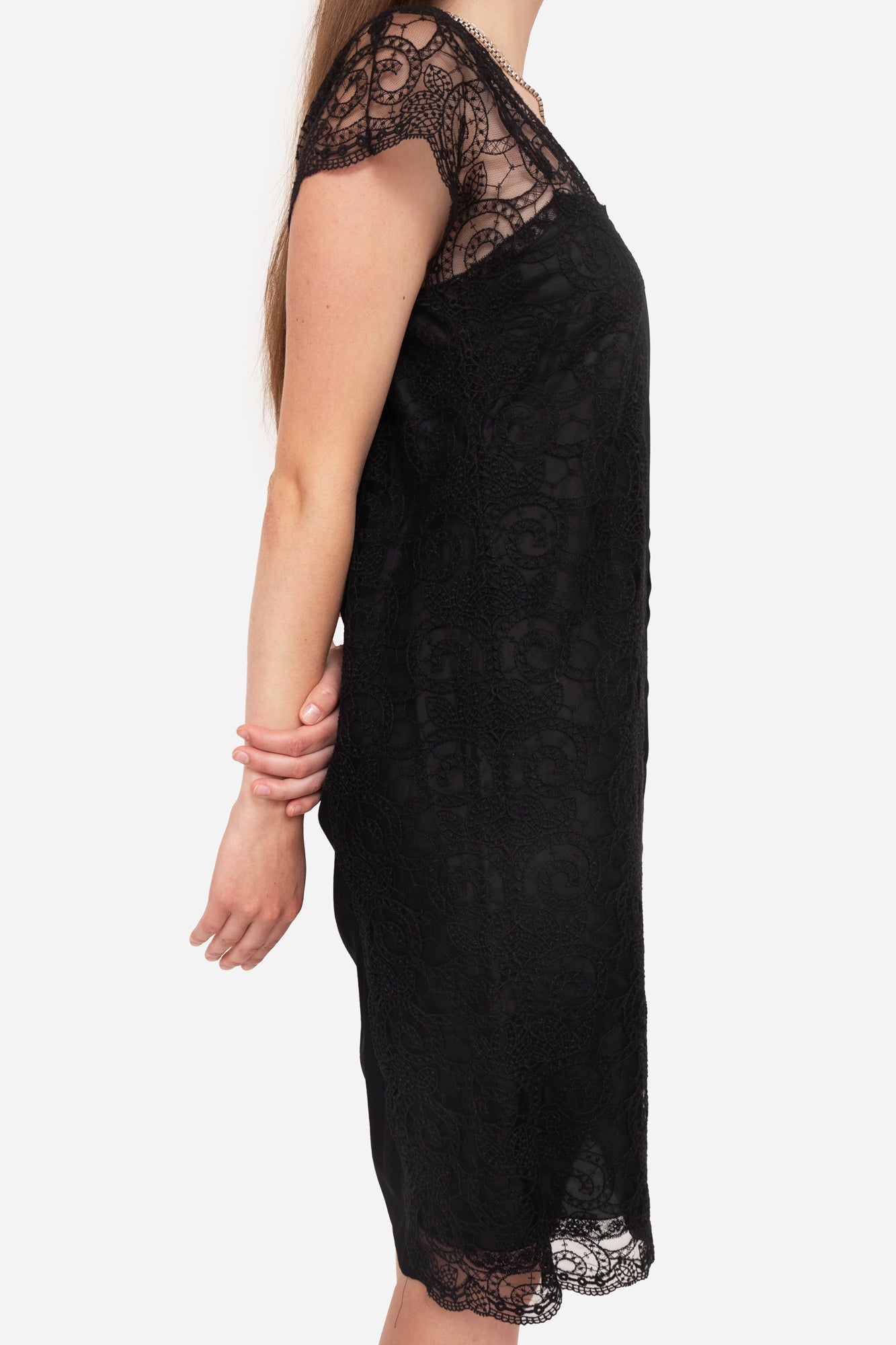 Black Lace Trim Dress