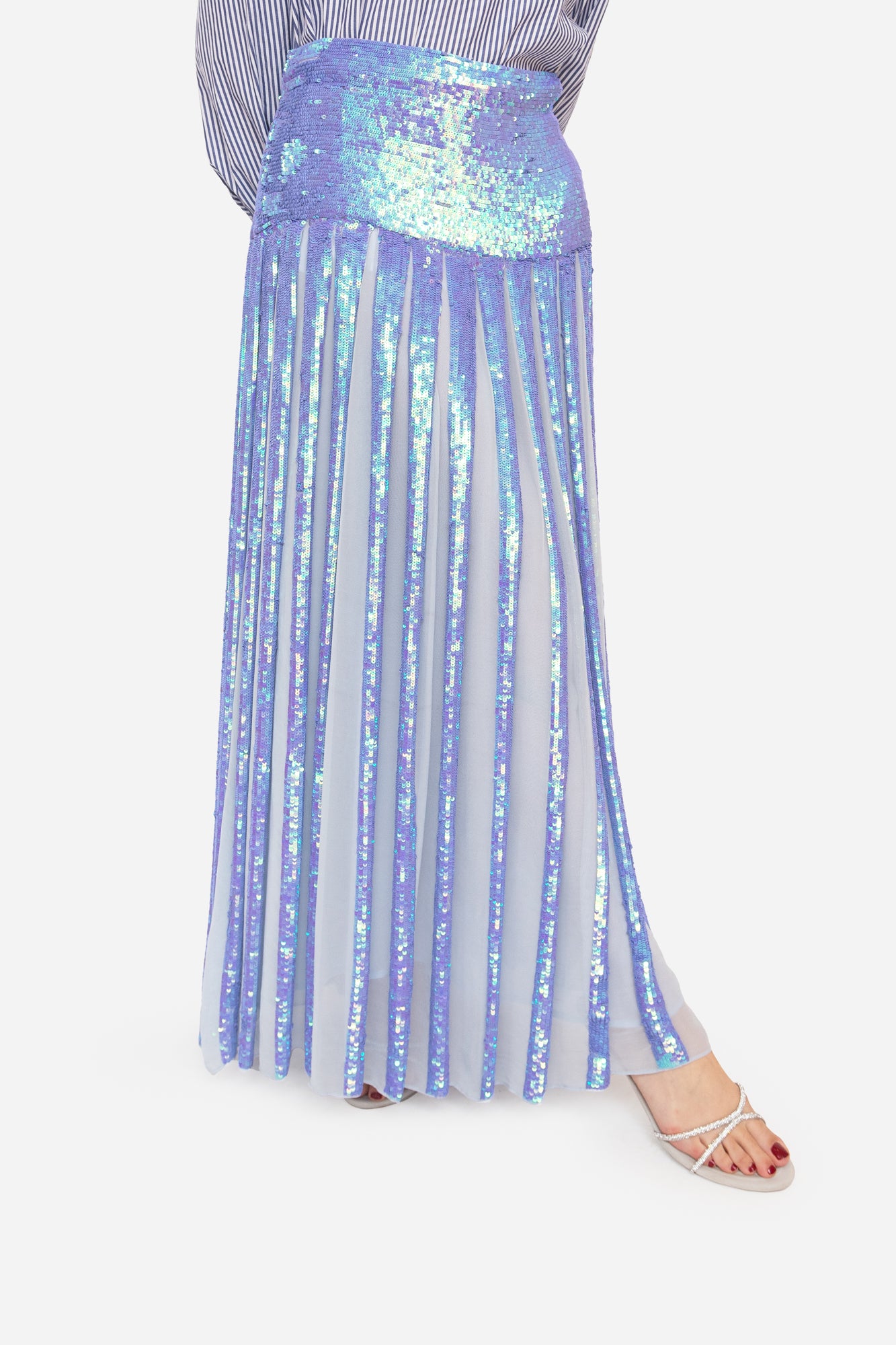 Lavender Sequin Flare Skirt