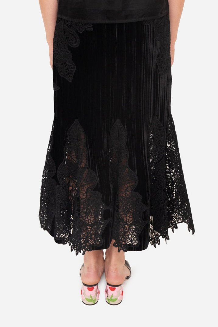 Black Velvet Embroidered Skirt