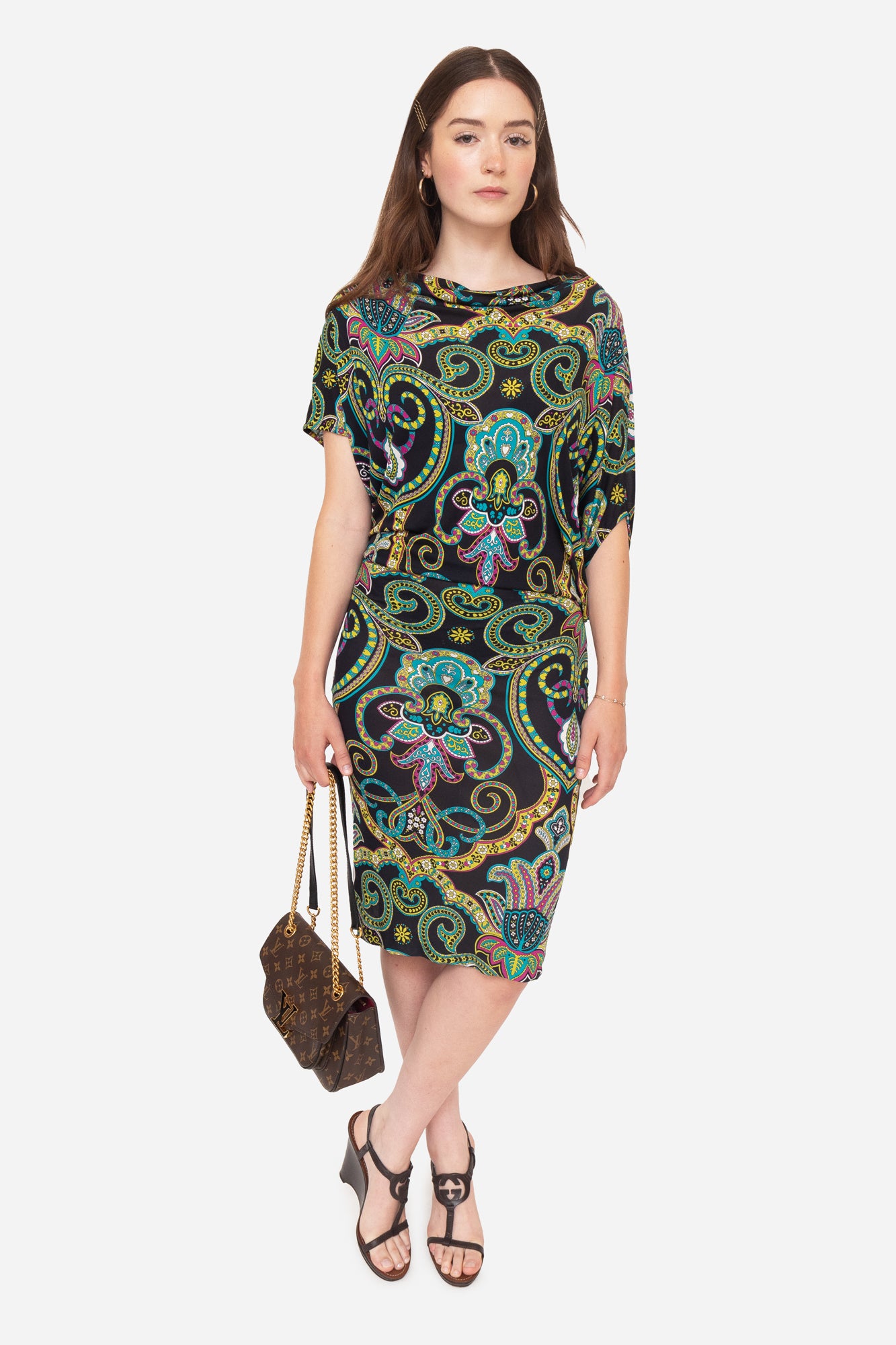 Multi Colour Paisley Wide Sleeve Dress