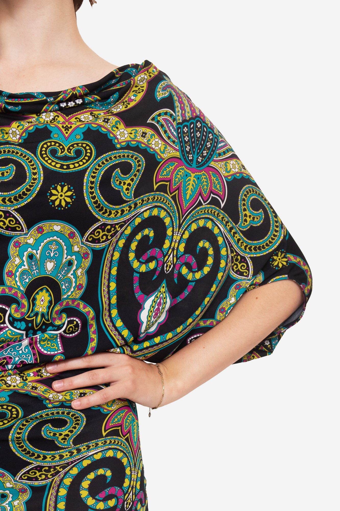 Multi Colour Paisley Wide Sleeve Dress