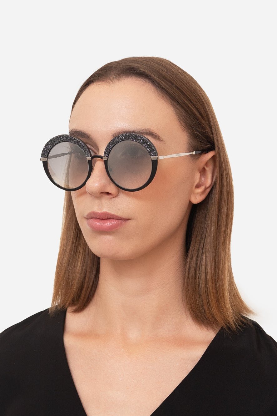 Circle Frame Glitter Sunglasses