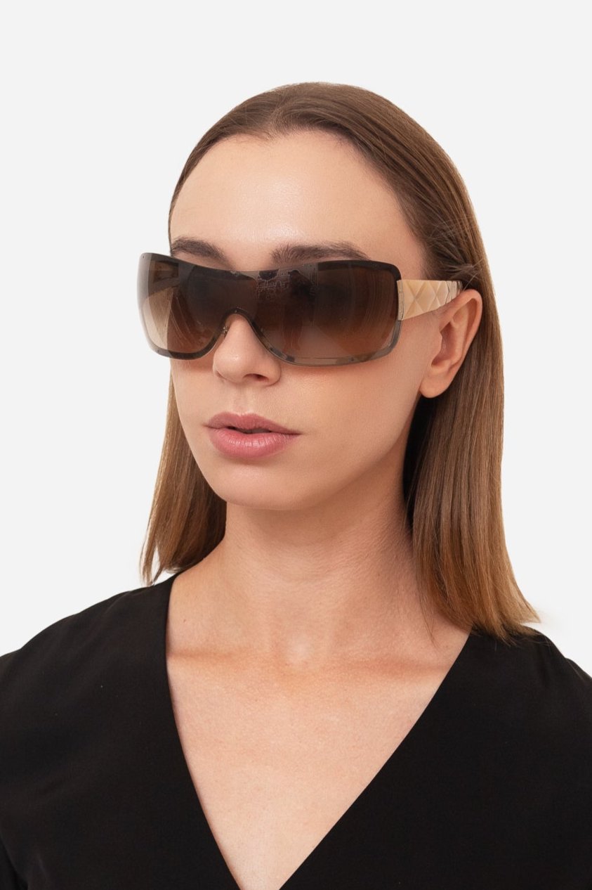 Beige Shield Sunglasses