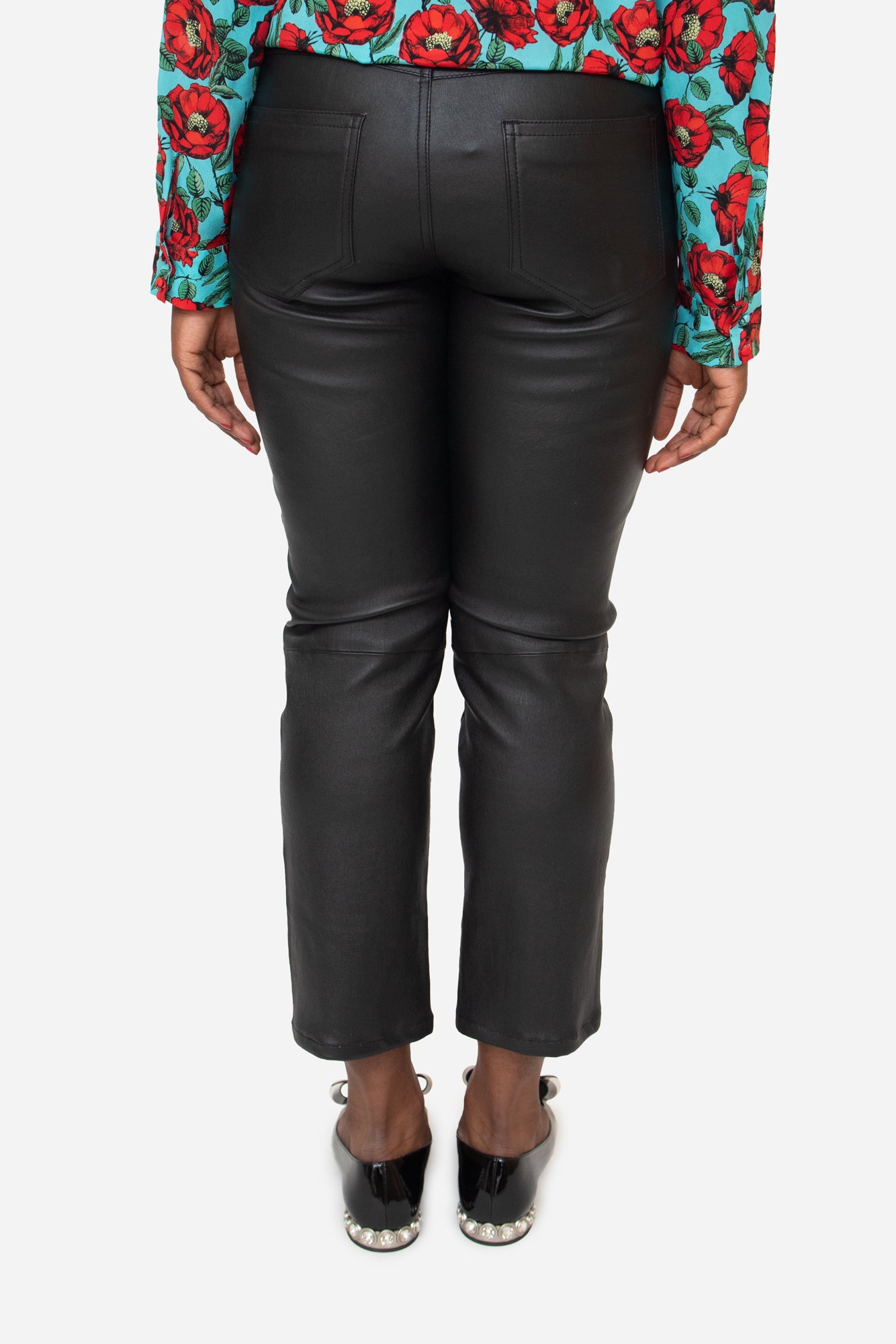 Black Leather Flared Pants