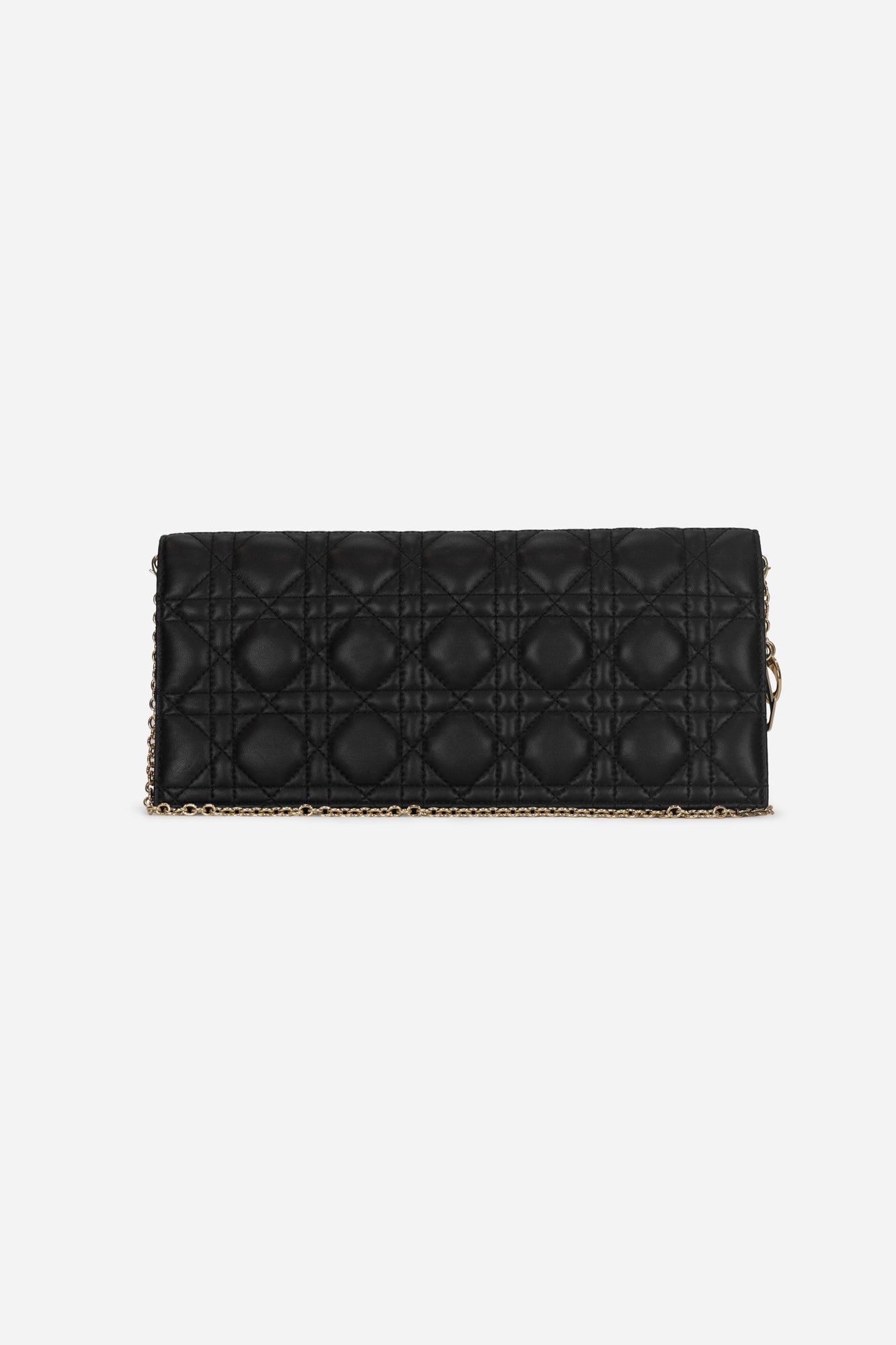 Lady Dior Cannage Black Lambskin Wallet on Chain