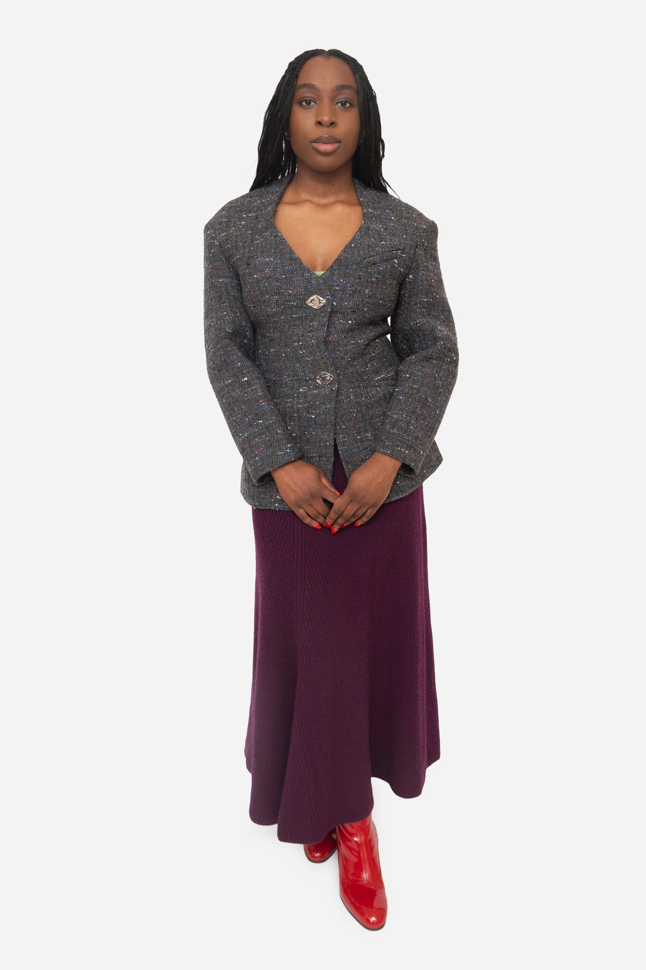 Purple Knit Maxi Skirt