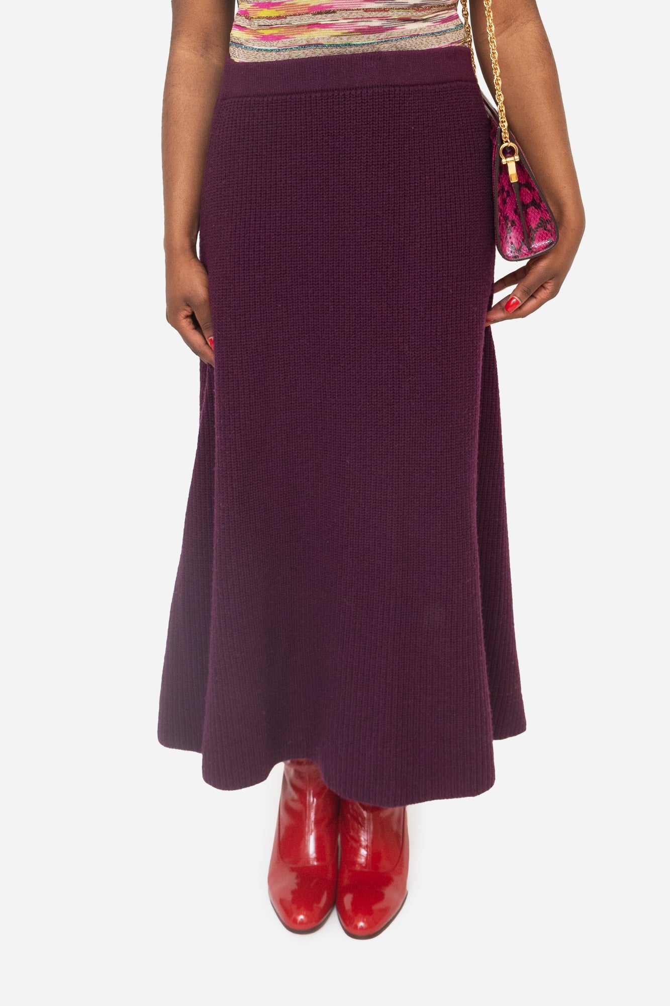 Purple Knit Maxi Skirt