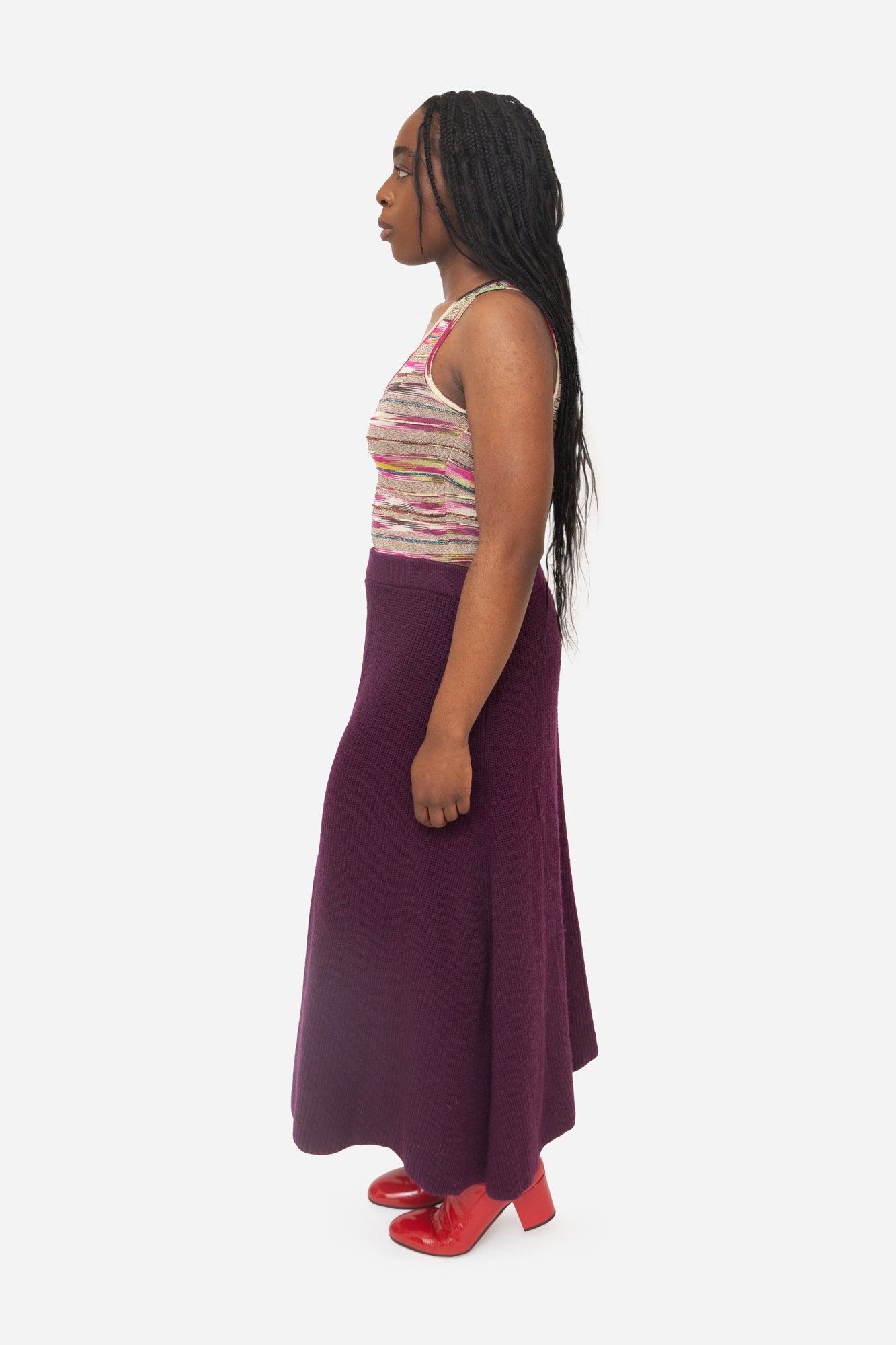 Purple Knit Maxi Skirt