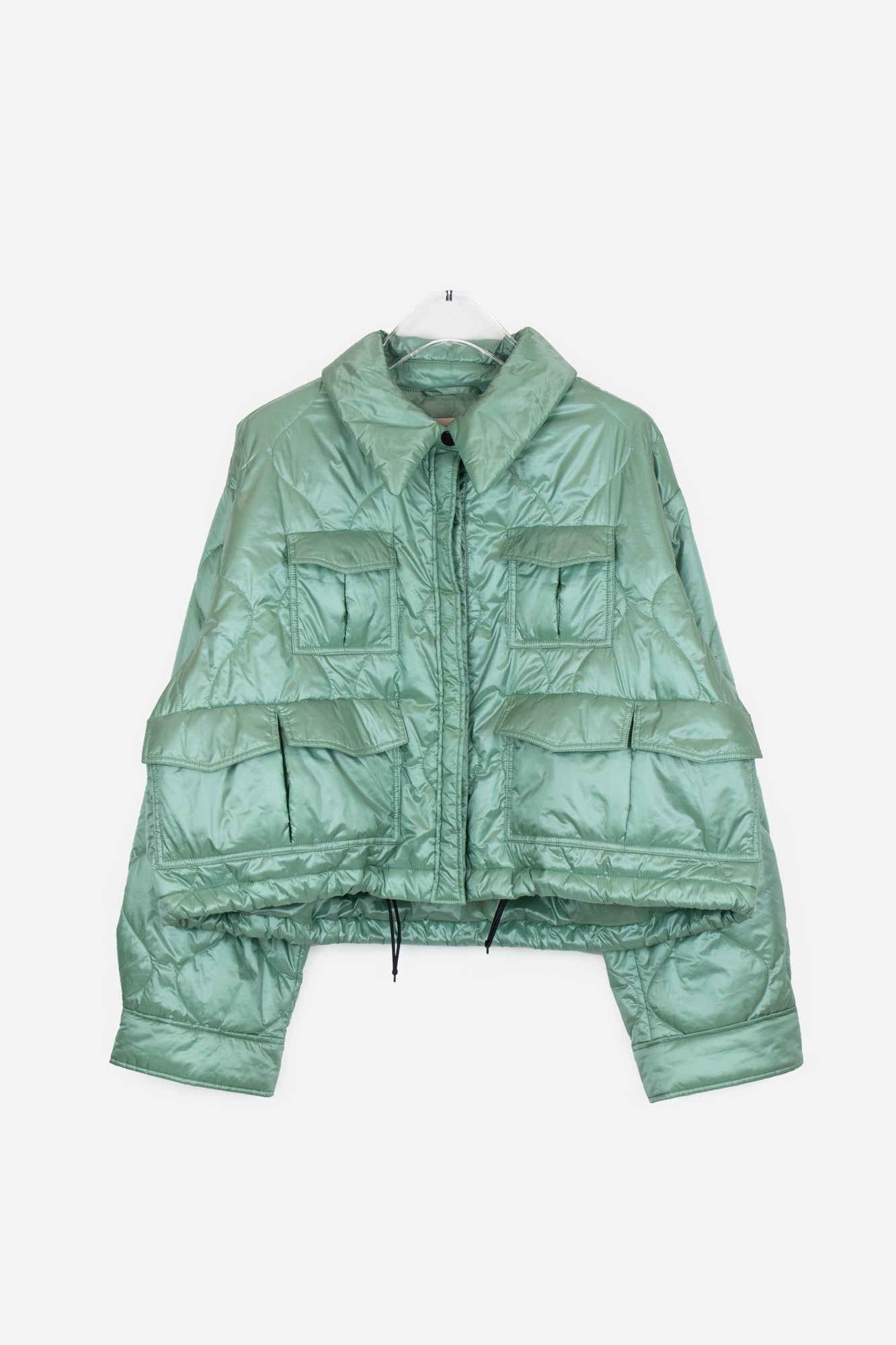 Mint Green Cropped Quilted Jacket
