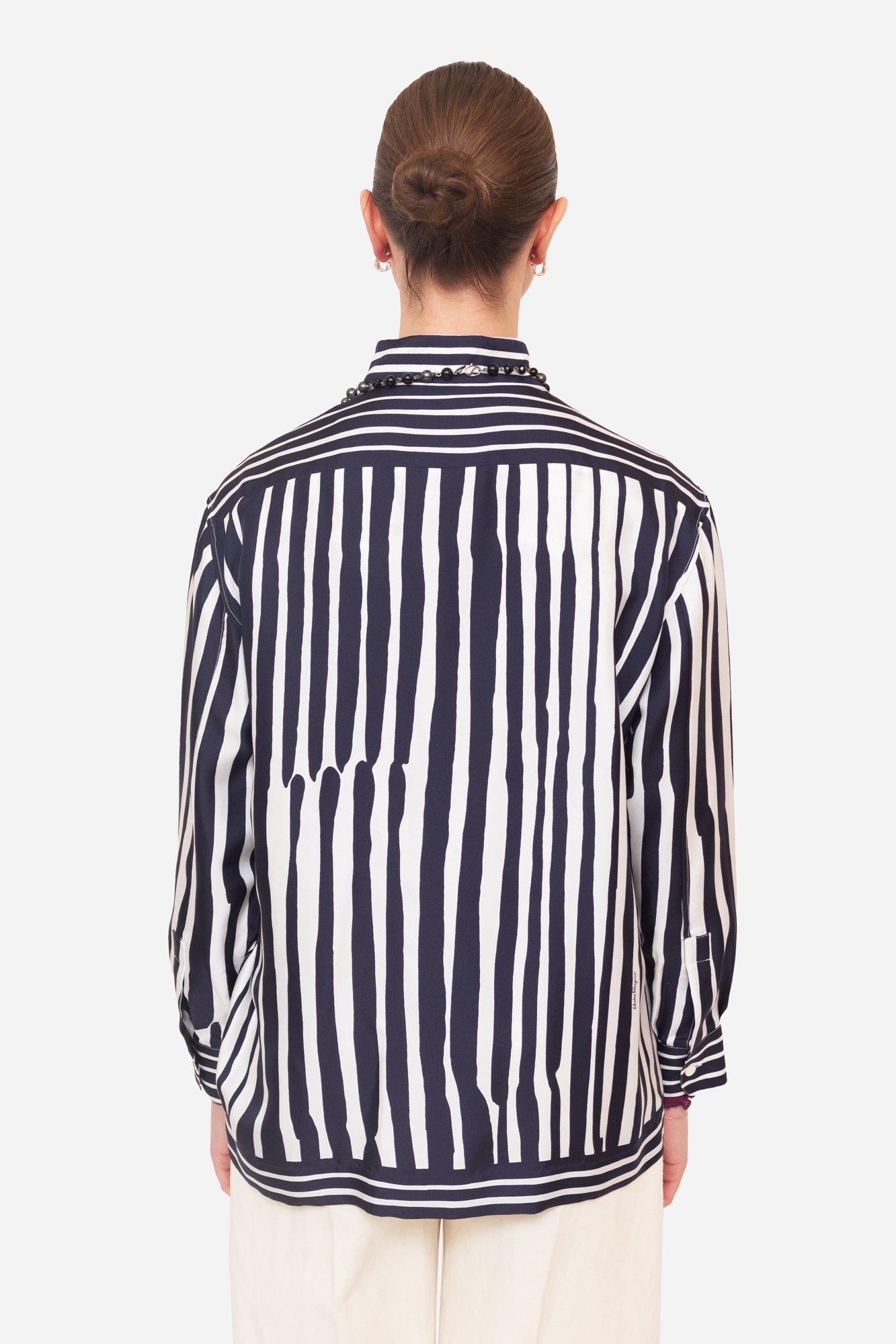 Navy Thick Striped Blouse
