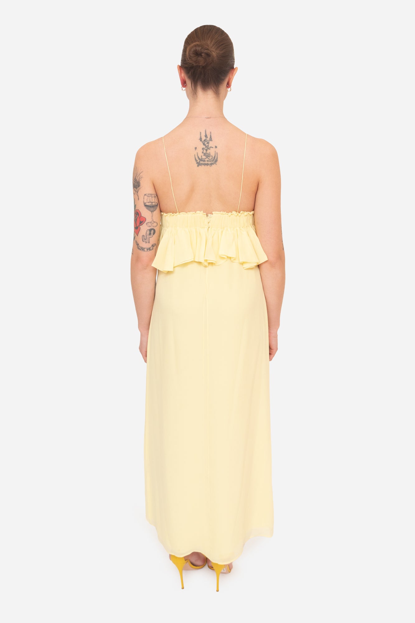 Yellow Fringe Bust Maxi Dress