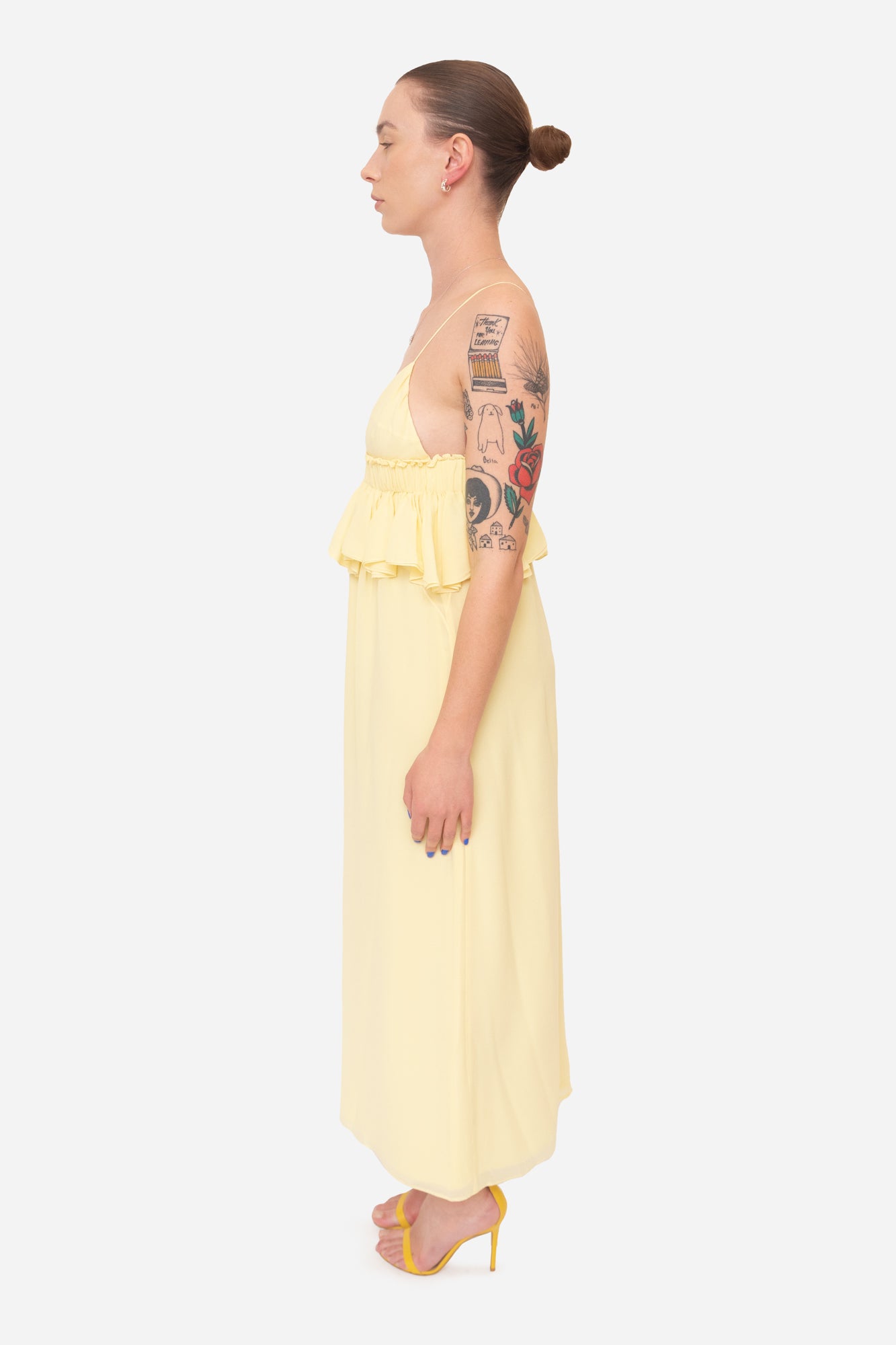 Yellow Fringe Bust Maxi Dress