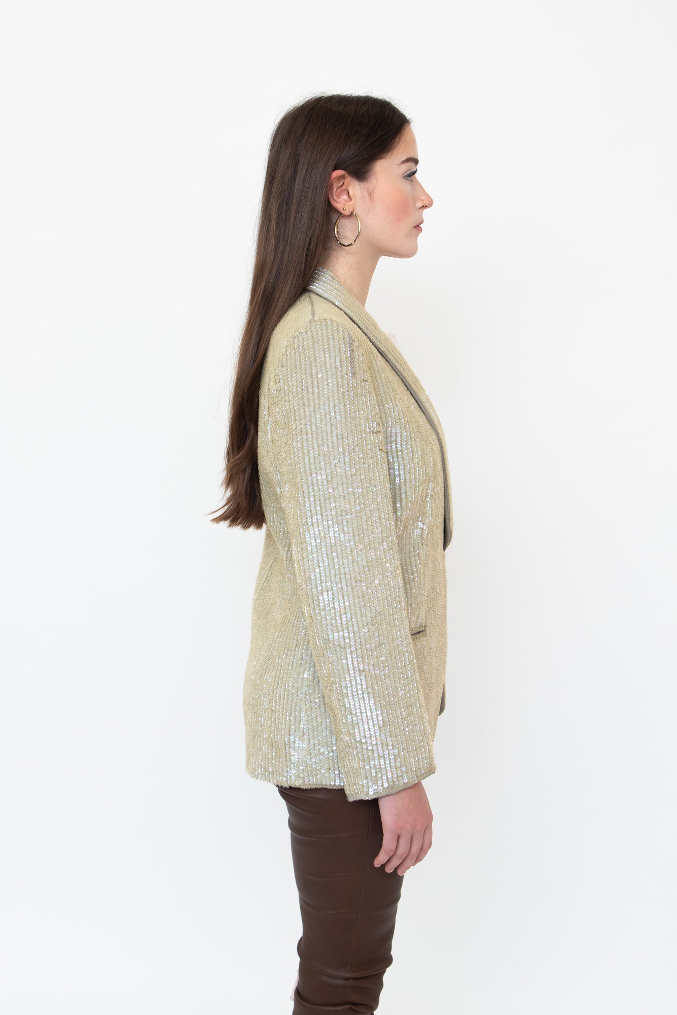 Beige Sequin Blazer