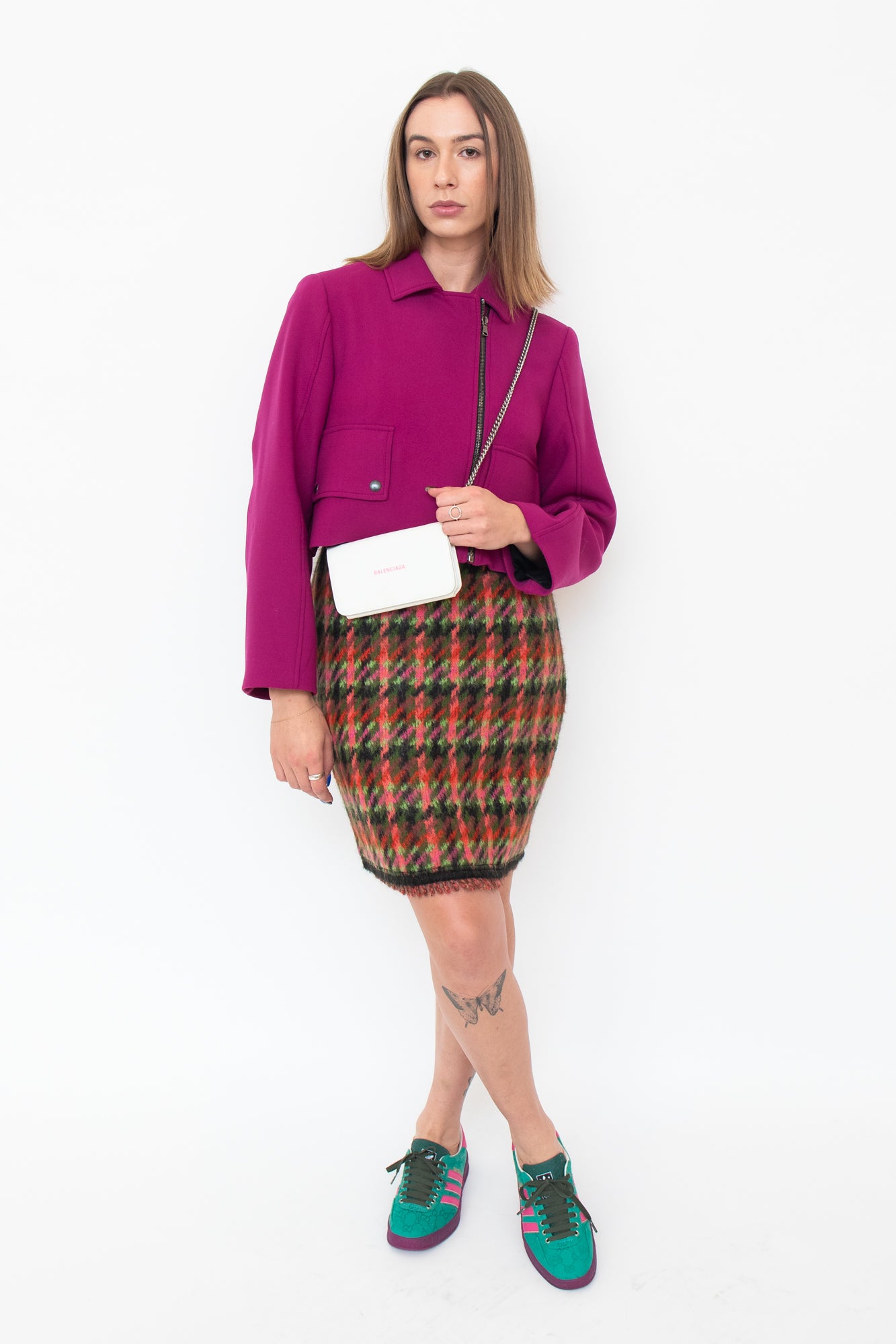 Magenta Wool Cropped Jacket