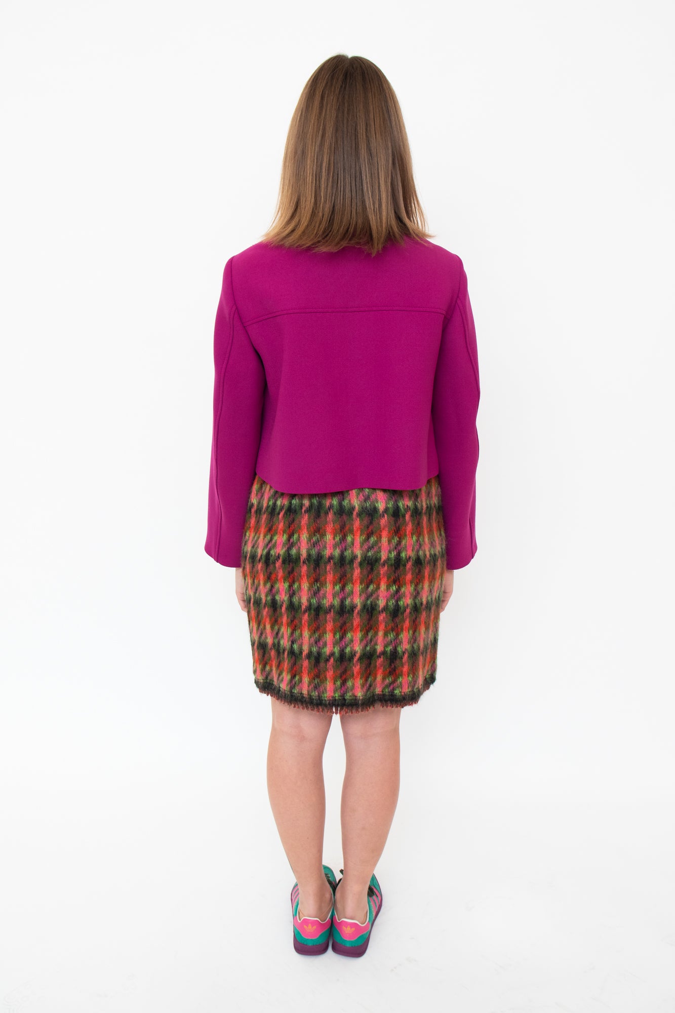 Magenta Wool Cropped Jacket